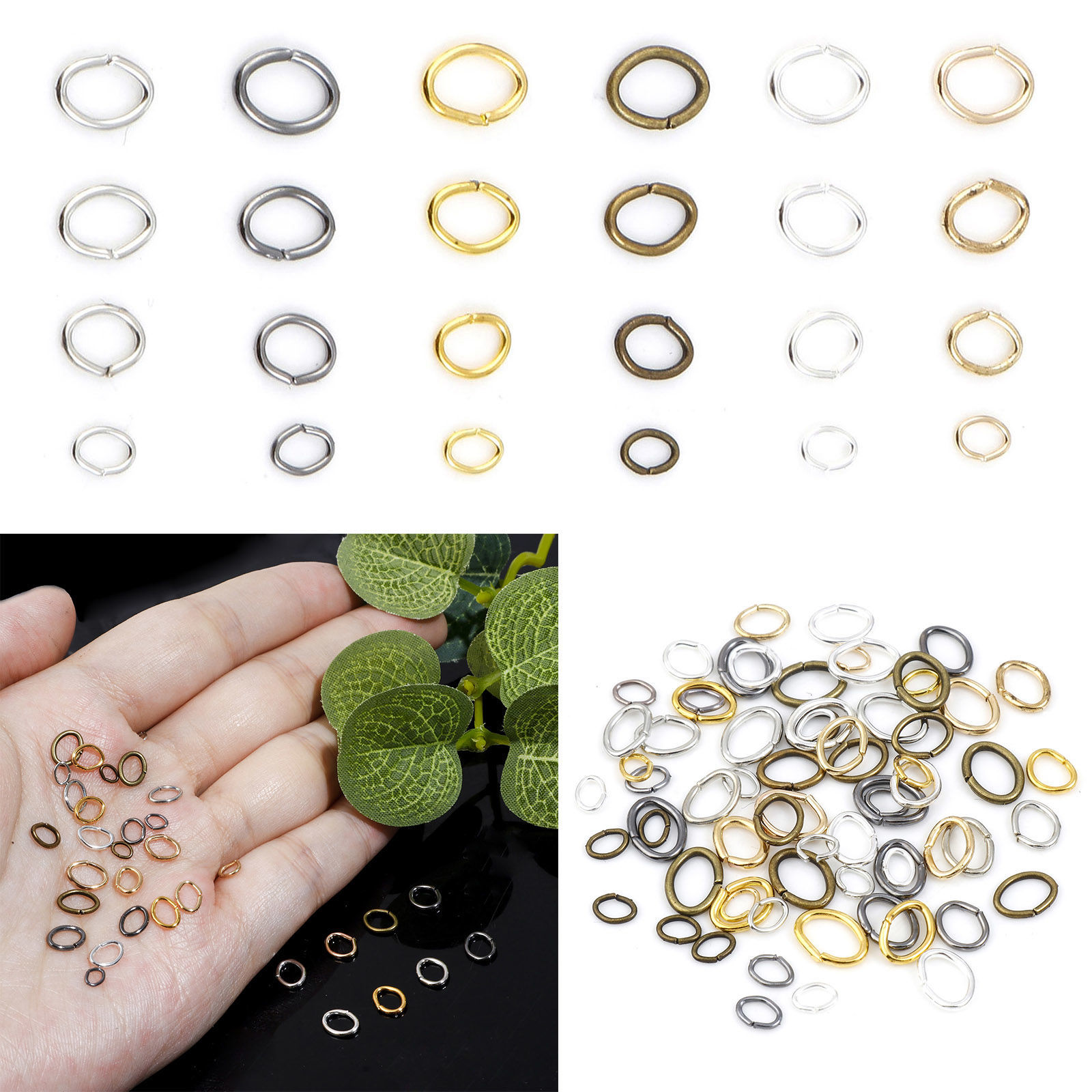 Picture of Iron Based Alloy Open Jump Rings Findings For Jewelry Making Multicolor Oval