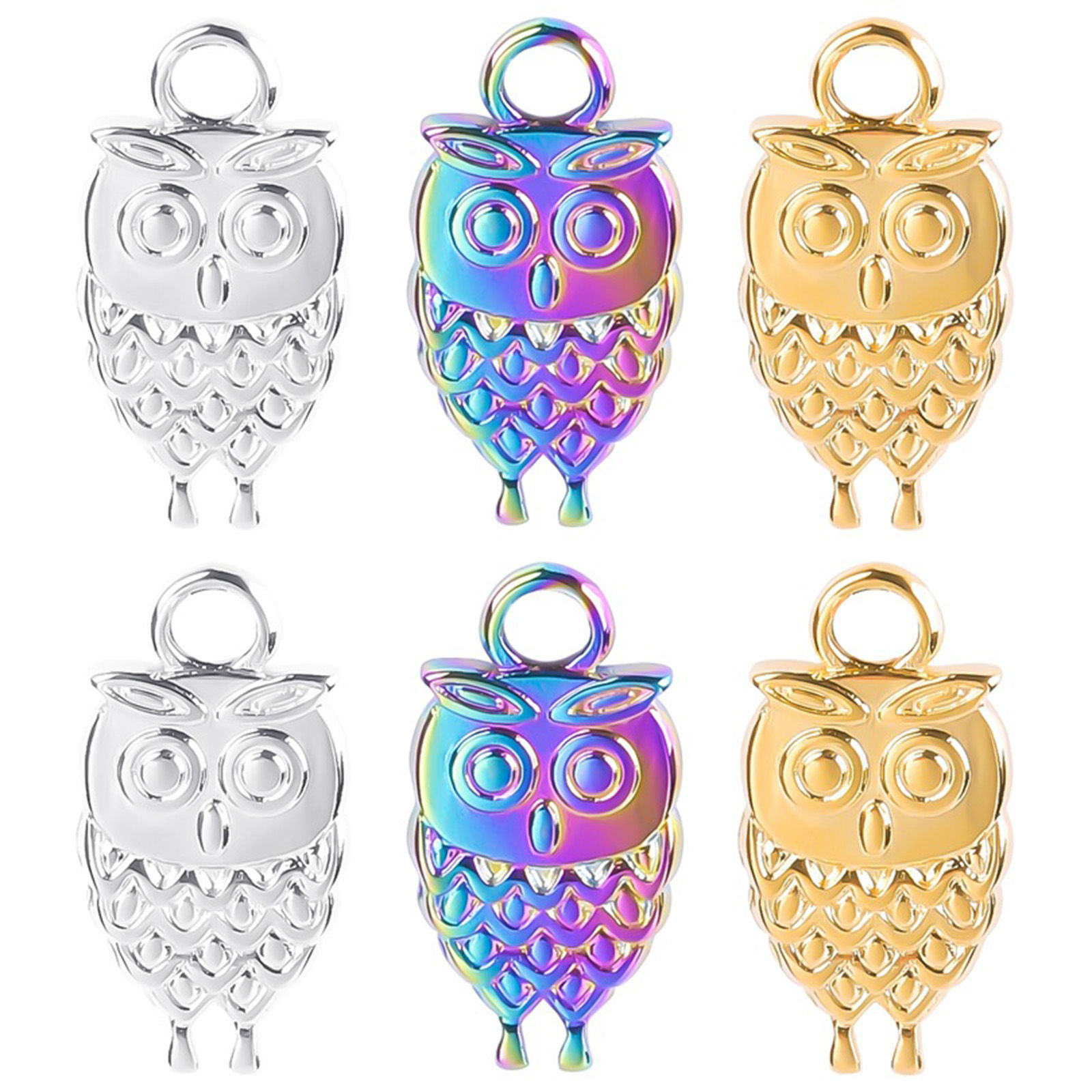 Picture of Stainless Steel Halloween Charms Multicolor Owl Animal 19mm x 10mm