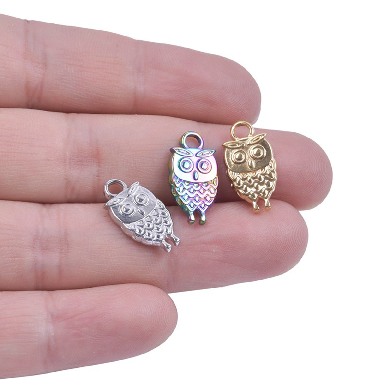 Picture of Stainless Steel Halloween Charms Multicolor Owl Animal 19mm x 10mm