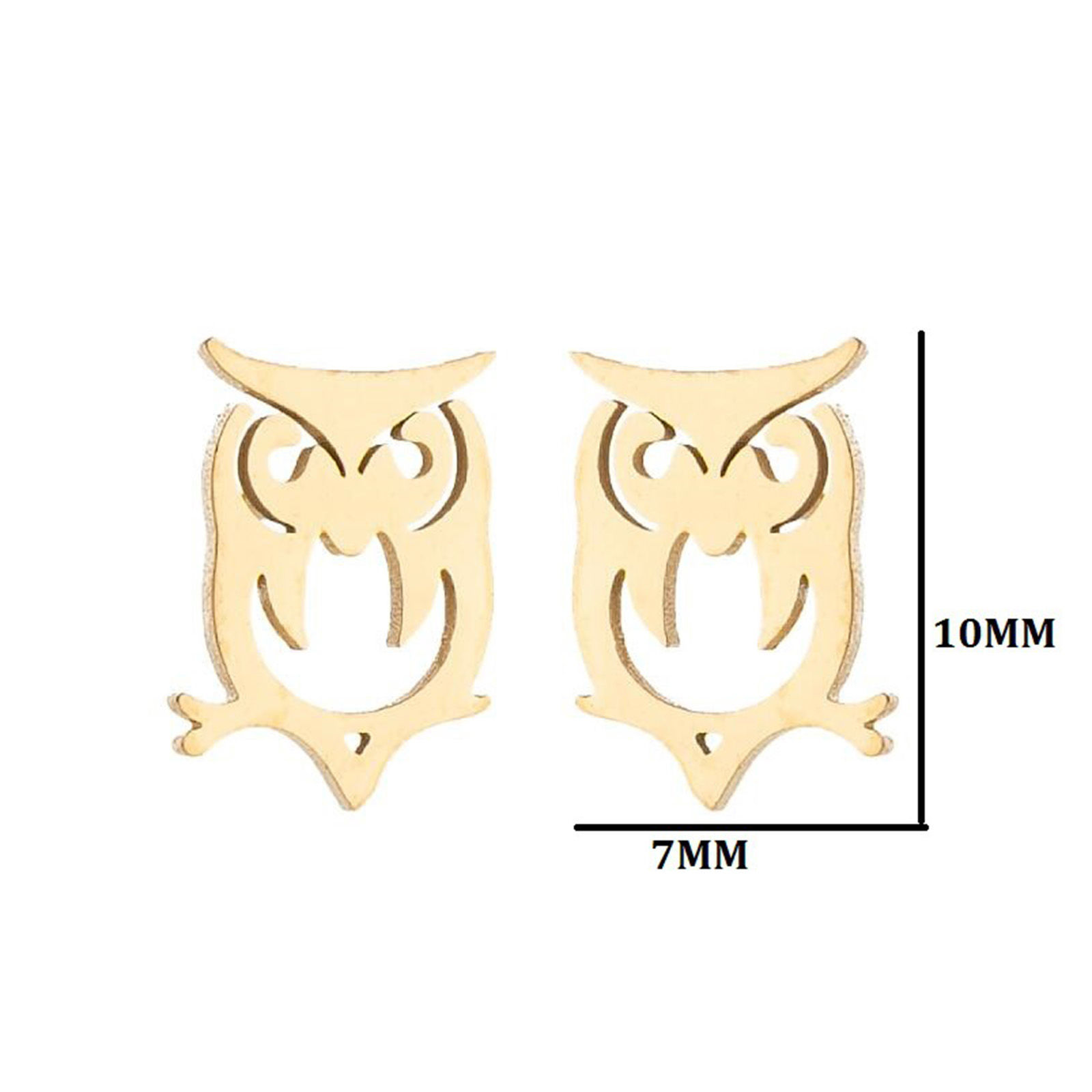 Picture of Stainless Steel Halloween Ear Post Stud Earrings Multicolor Owl Animal Hollow