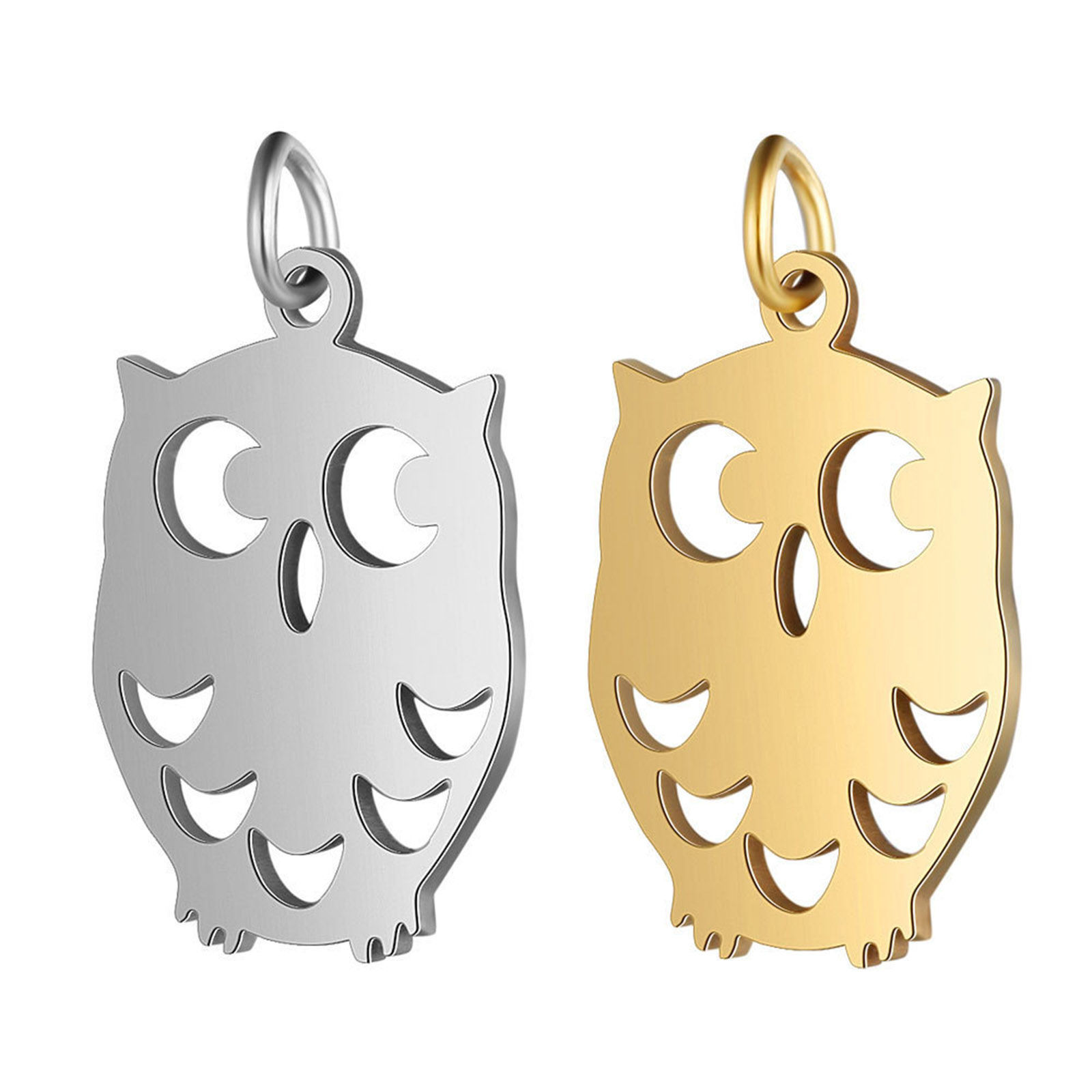 Picture of Stainless Steel Halloween Charms Multicolor Owl Animal Moon Hollow 24mm x 13.5mm