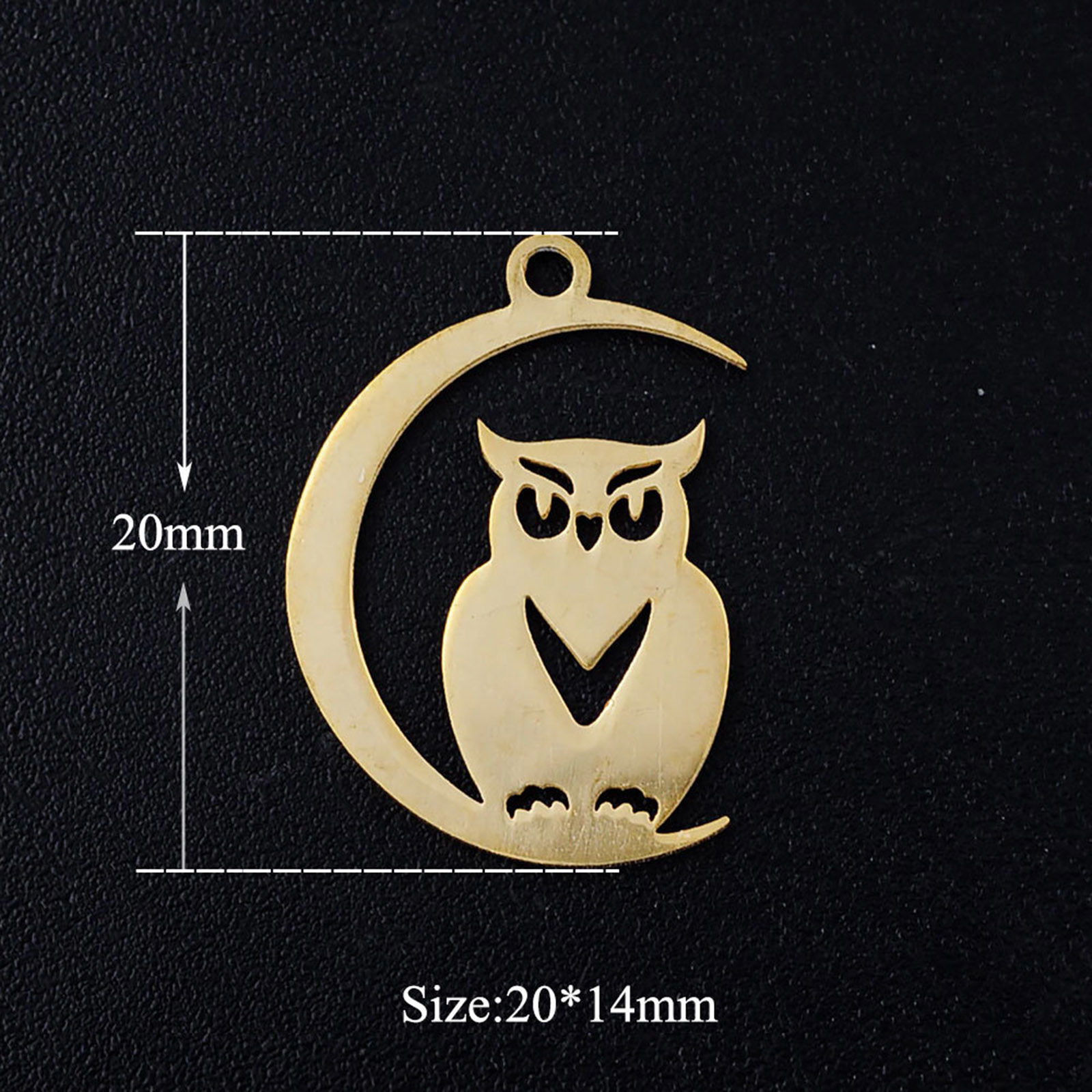 Picture of Stainless Steel Halloween Charms Multicolor Half Moon Owl 20mm x 14mm