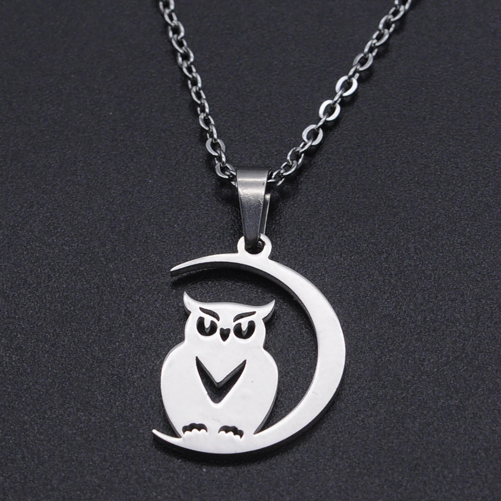 Picture of Stainless Steel Halloween Charms Multicolor Half Moon Owl 20mm x 14mm