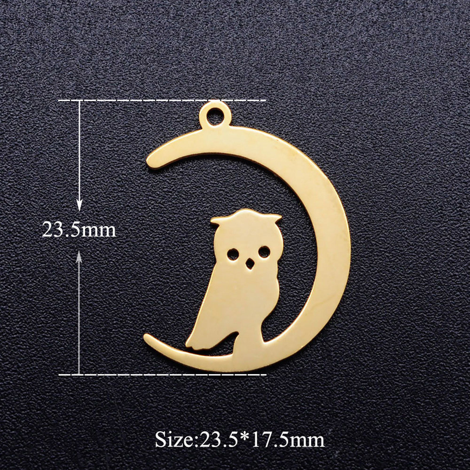Picture of Stainless Steel Halloween Charms Multicolor Half Moon Owl 23.5mm x 17.5mm