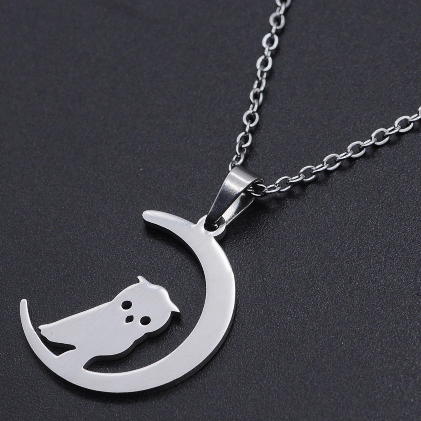 Picture of Stainless Steel Halloween Charms Multicolor Half Moon Owl 23.5mm x 17.5mm