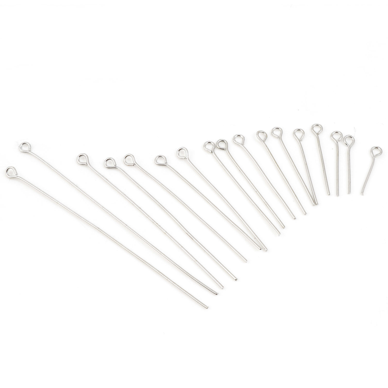 Picture of Iron Based Alloy Eye Pins Silver Tone 0.7mm (21 gauge)