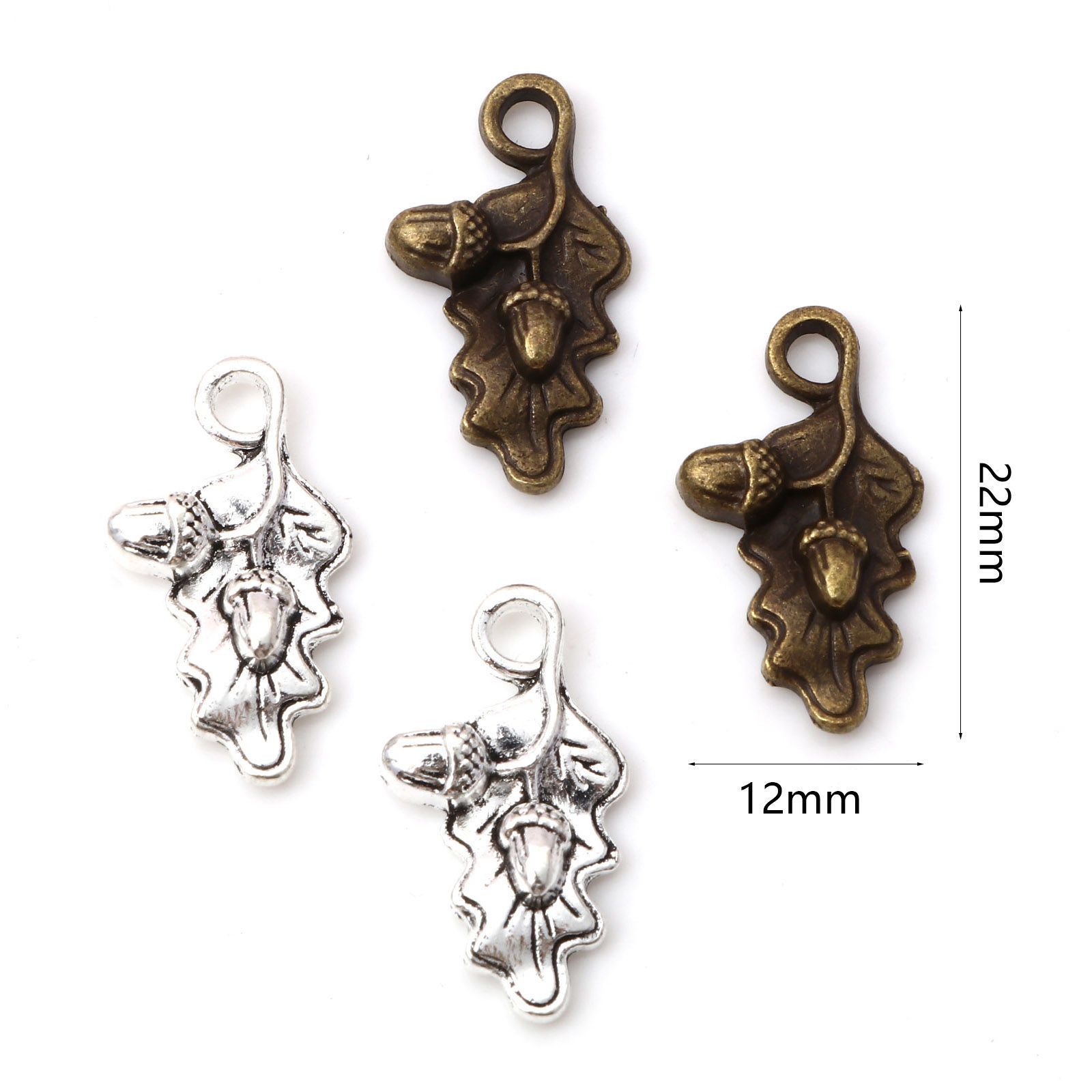 Picture of Zinc Based Alloy Charms Multicolor Leaf Acorn 22mm x 12mm