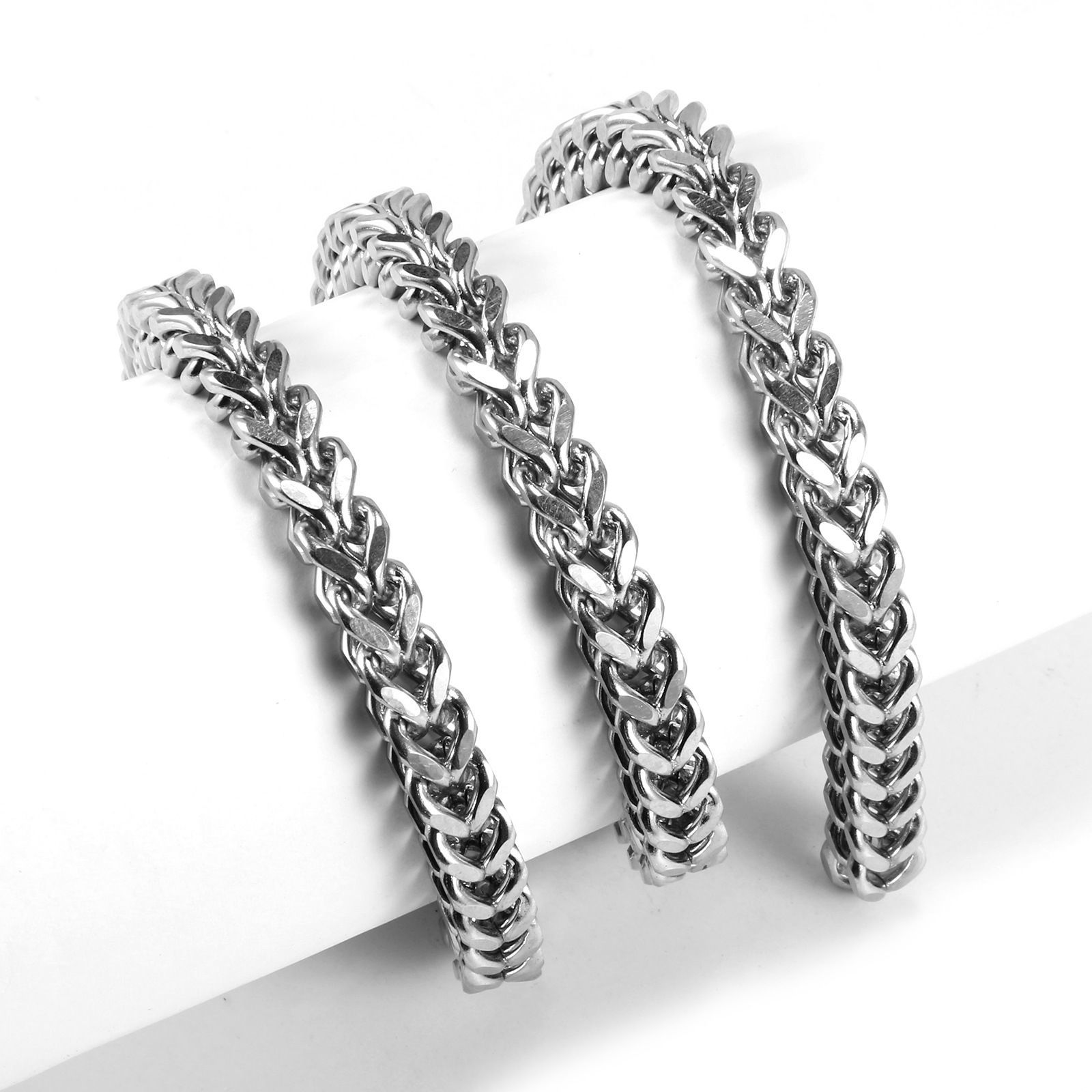 Picture of 304 Stainless Steel Foxtail Chain Silver Tone