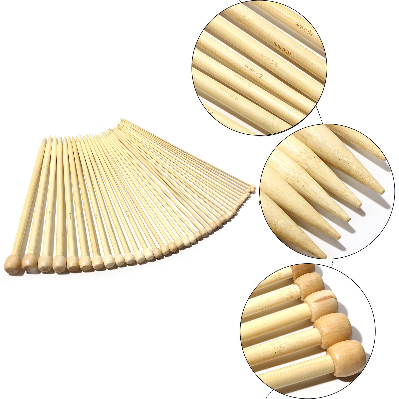 Picture of Bamboo Single Pointed Knitting Needles Natural 35cm(13 6/8") long