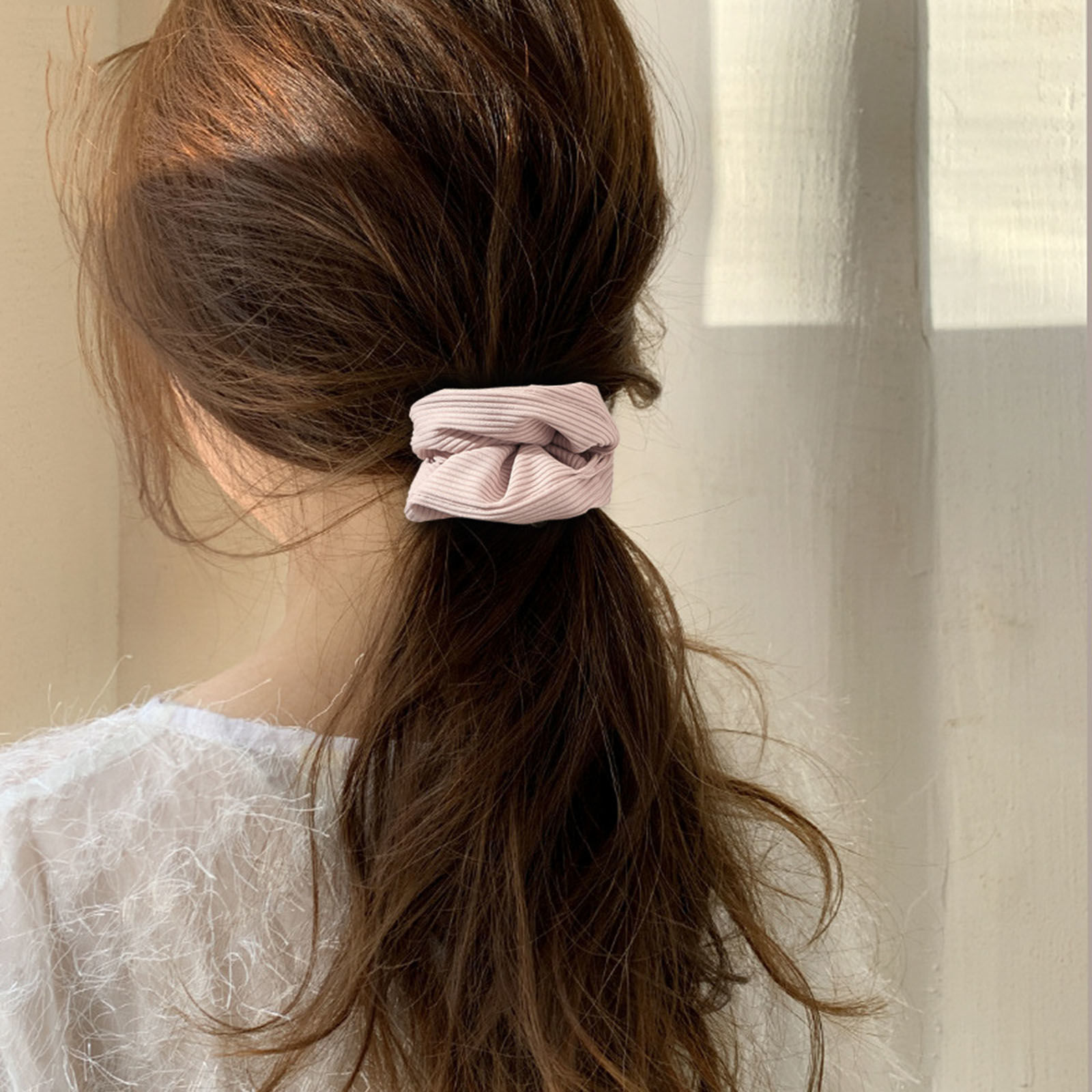 Picture of Velvet Simple Ponytail Holder Hair Ties Band Scrunchies Stripe Elastic 9cm Dia.