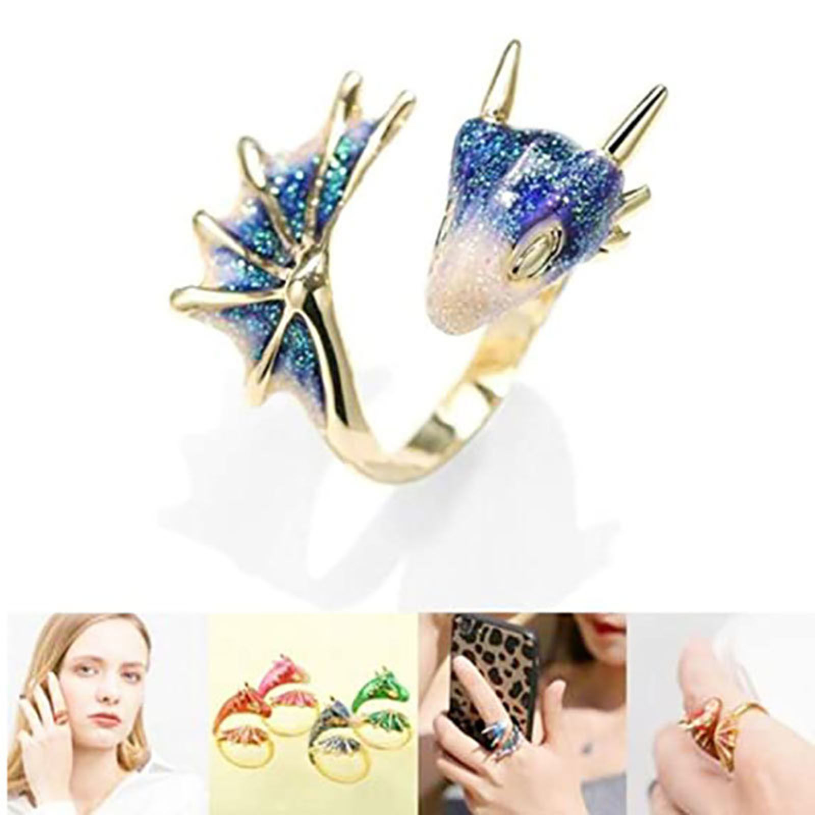 Image de Bagues Gothique Ouvert Bague Enroulée Ajoustable Multicolore Dragon 1 Pièce