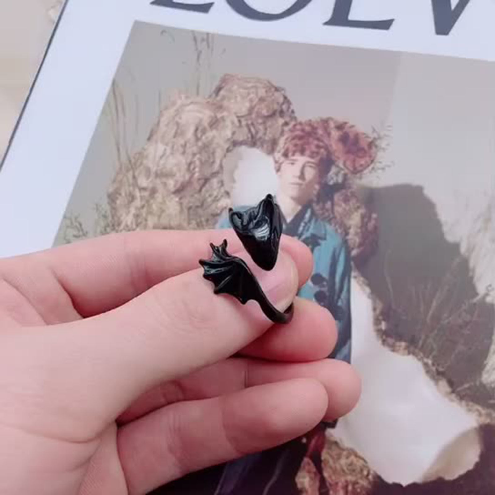 Image de Bagues Gothique Ouvert Bague Enroulée Ajoustable Multicolore Dragon 1 Pièce