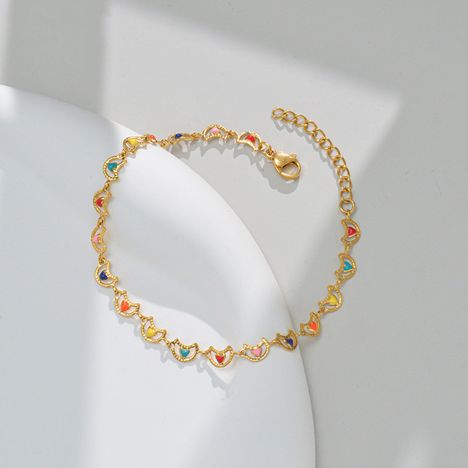 Bild von 304 Edelstahl Stilvoll Schmuckkette Kette Armband Vergoldet Bunt 1 Strang