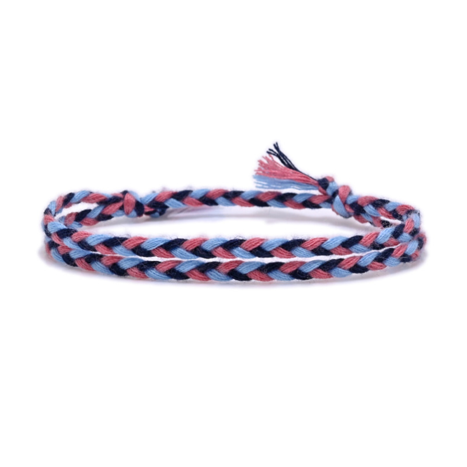 Picture of Cotton & Linen Ethnic Waved String Braided Friendship Bracelets Multicolor Tassel Adjustable 16cm - 18cm long