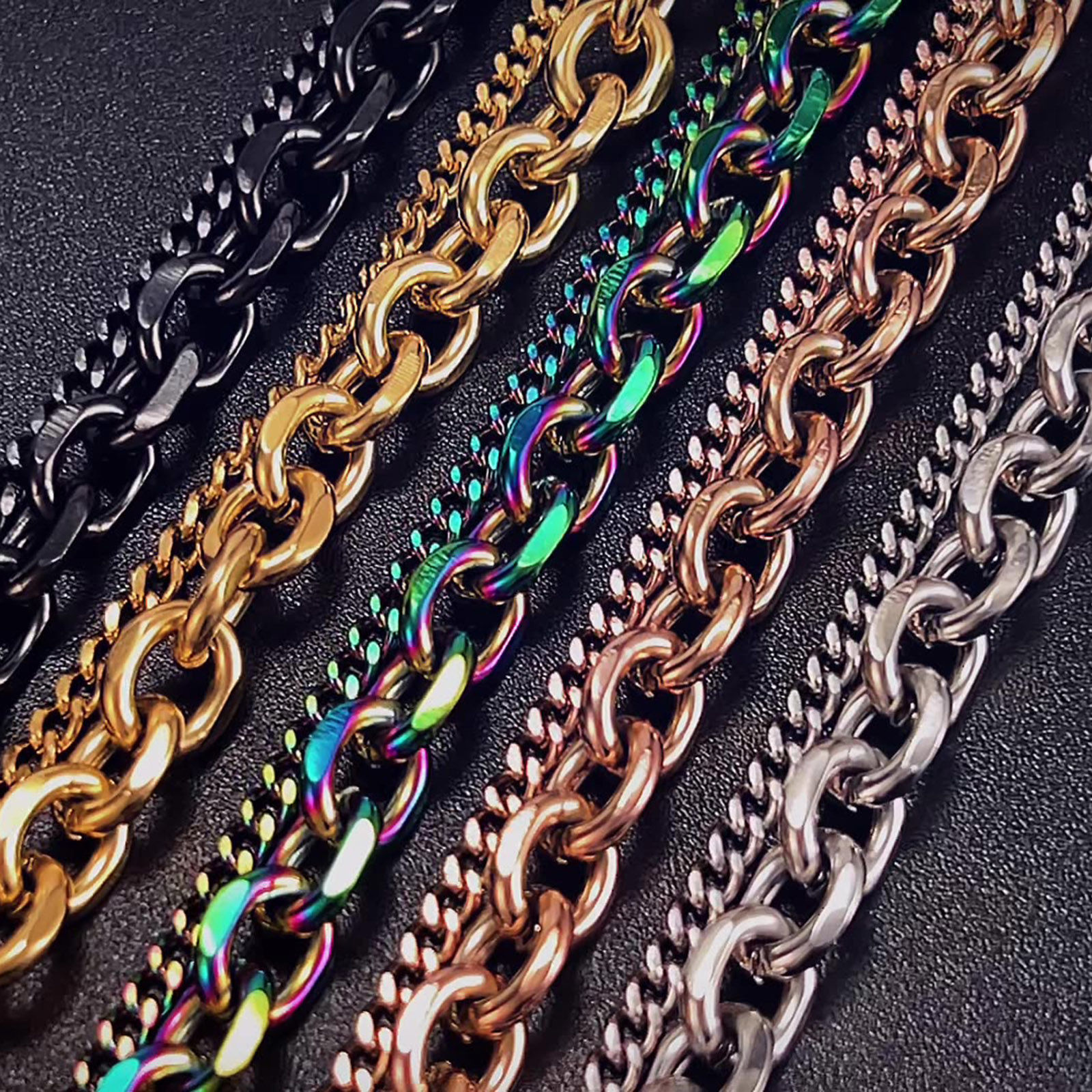 Picture of 304 Stainless Steel Stylish Link Chain Multilayer Layered Bracelet Multicolor 21cm(8.3") long