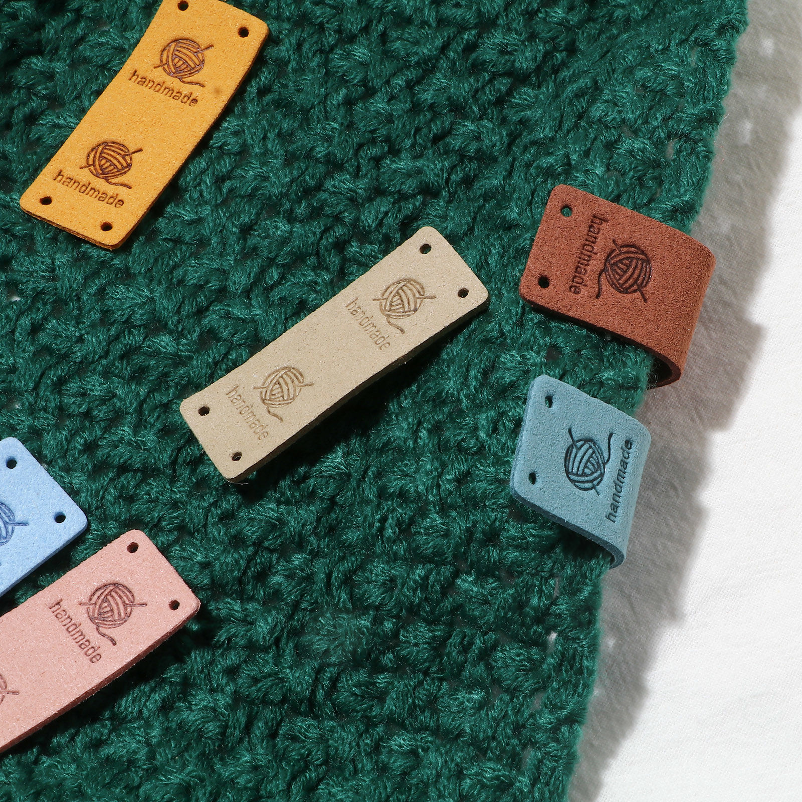 Picture of PU Leather Label Tags Rectangle Multicolor " Handmade " 5cm x 2cm