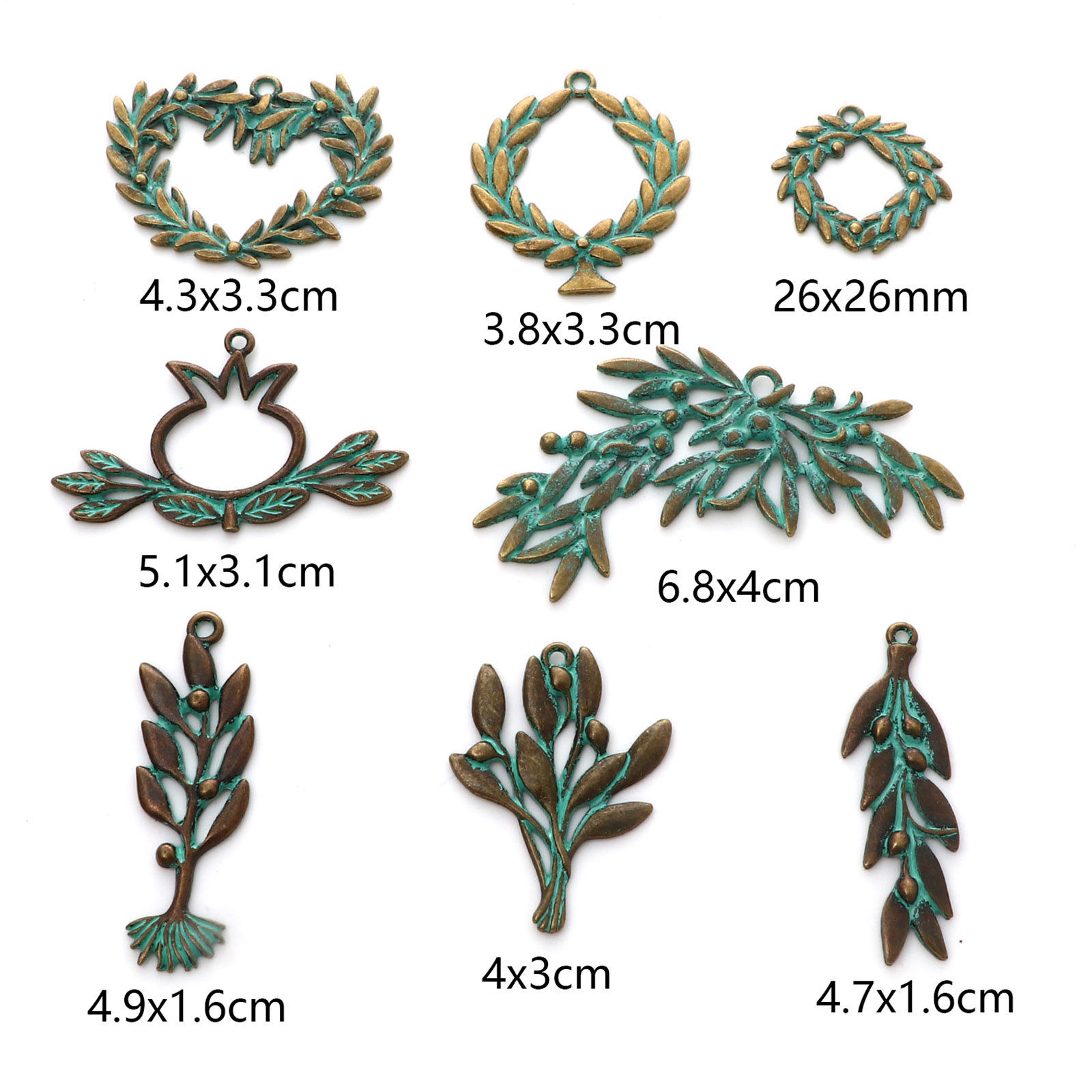 Picture of Zinc Based Alloy Patina Pendants Antique Bronze Olive Branch Leaf
