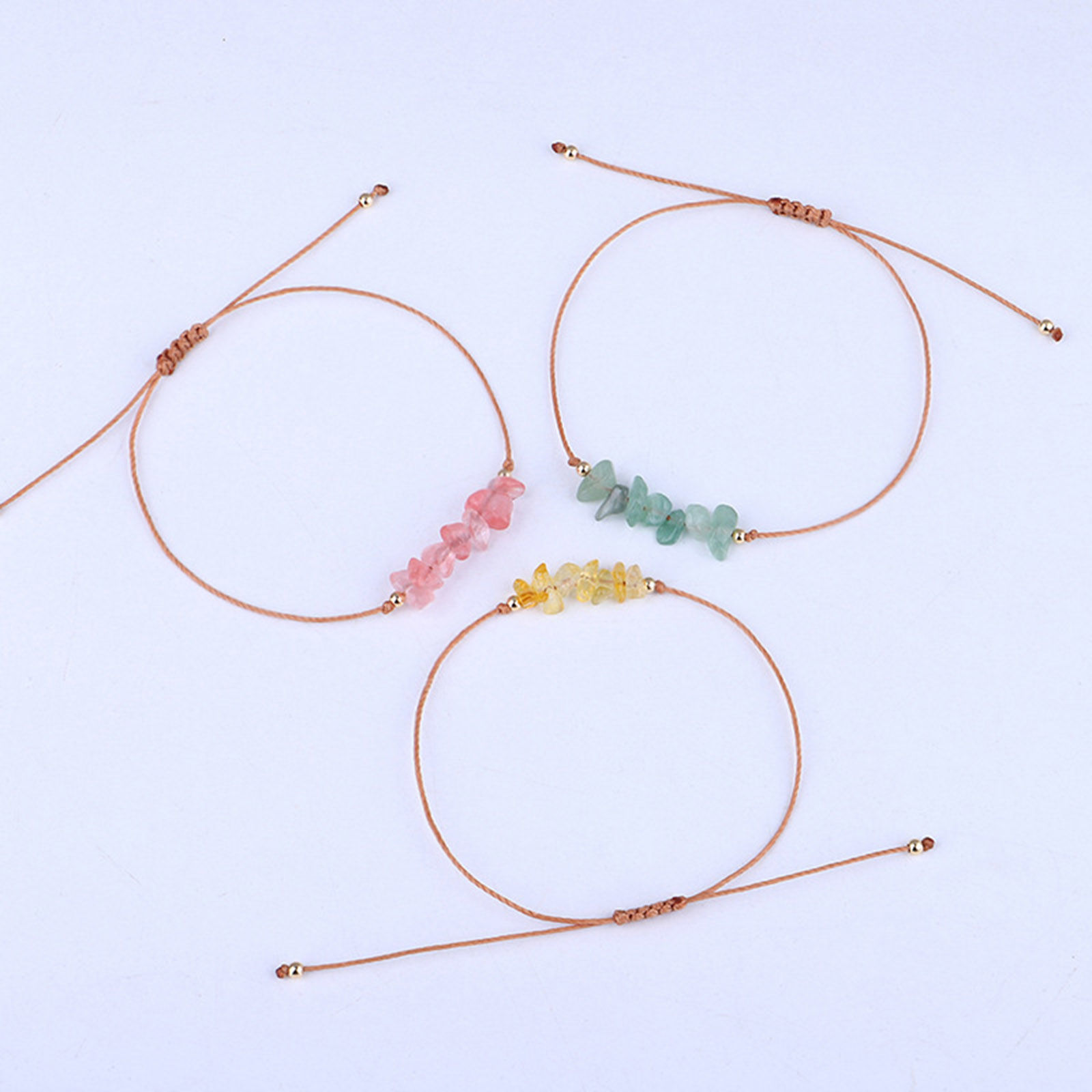 Picture of Natural Gemstone Boho Chic Bohemia Adjustable Braided Bracelets Multicolor Chip Beads 30cm(11 6/8") long