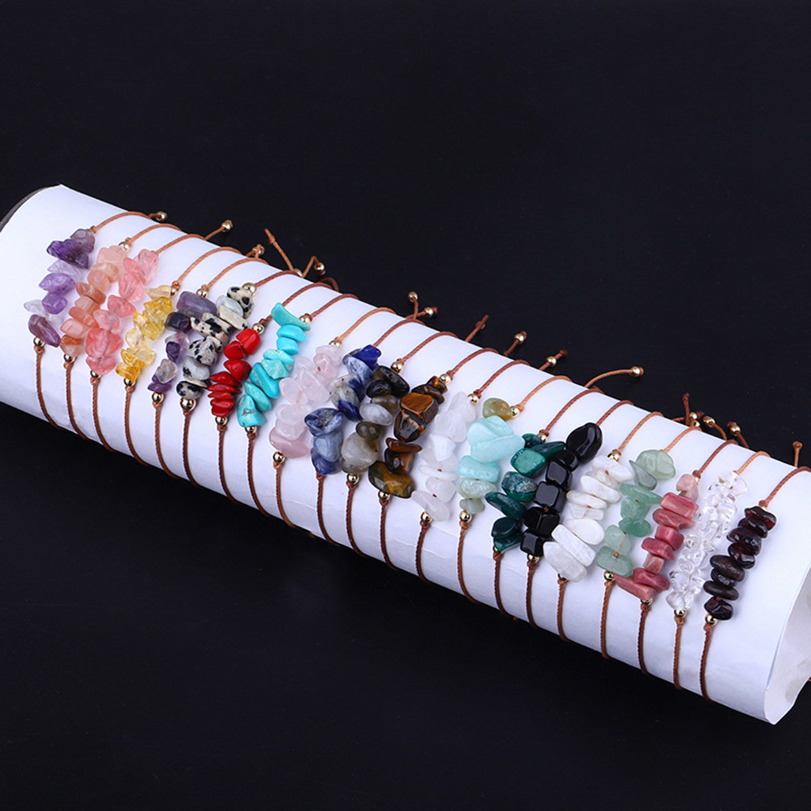 Picture of Natural Gemstone Boho Chic Bohemia Adjustable Braided Bracelets Multicolor Chip Beads 30cm(11 6/8") long
