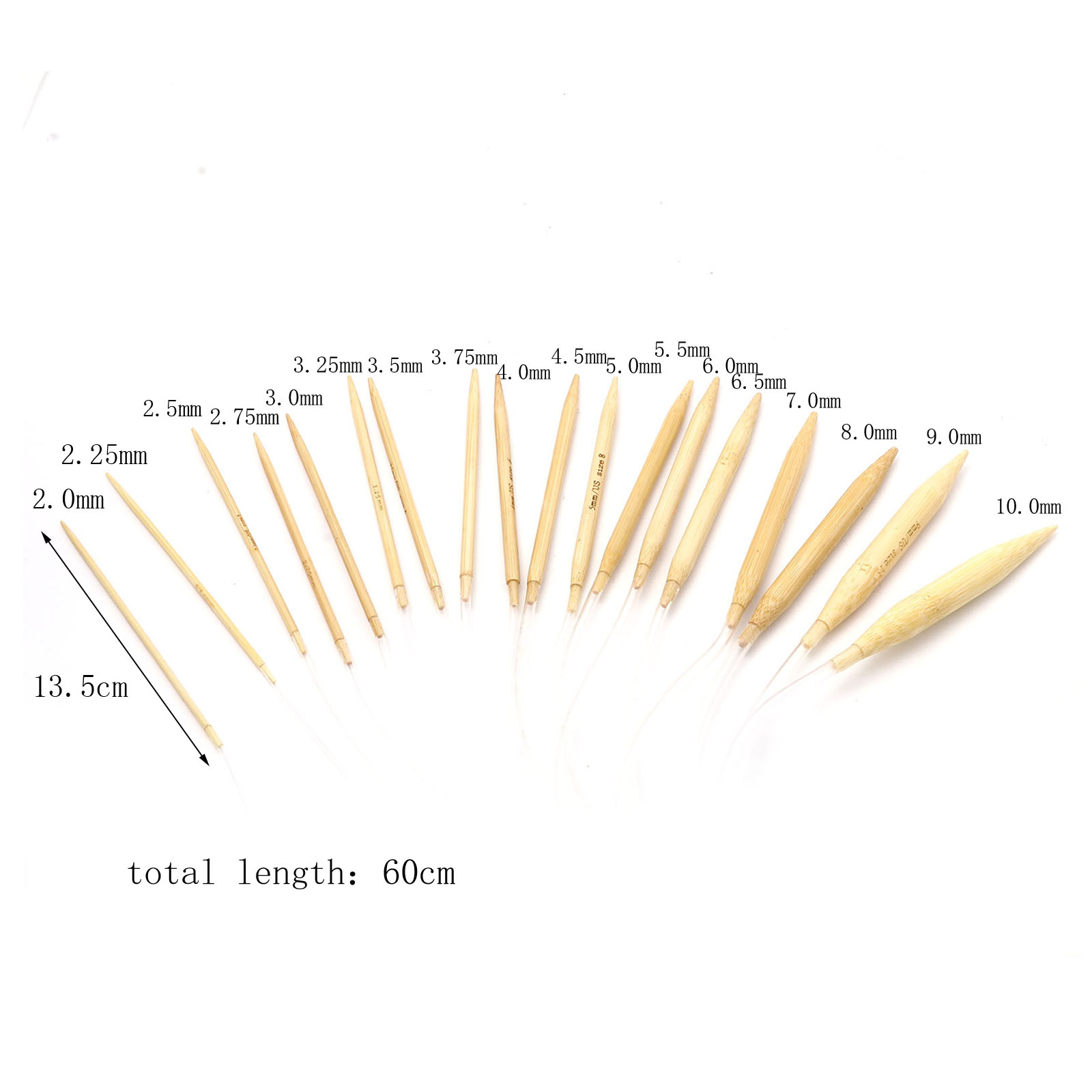(US8 5.0mm) Bamboo Crochet Hooks Needles Gold Plated 13.5cm(5 3/8) long, 1  Piece
