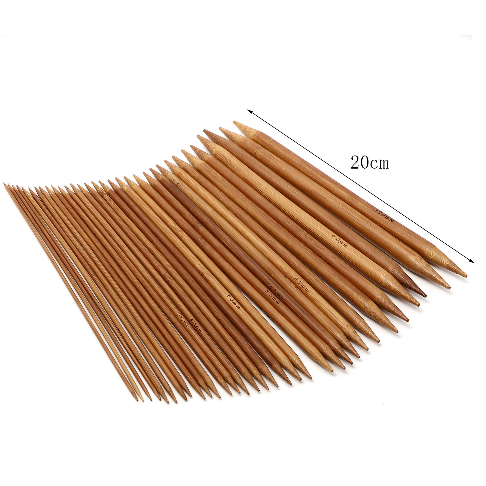 Bild von Natürliches Bambus Stricknadel mit Doppelte Öse Braun 20cm lang, 5 Stücke