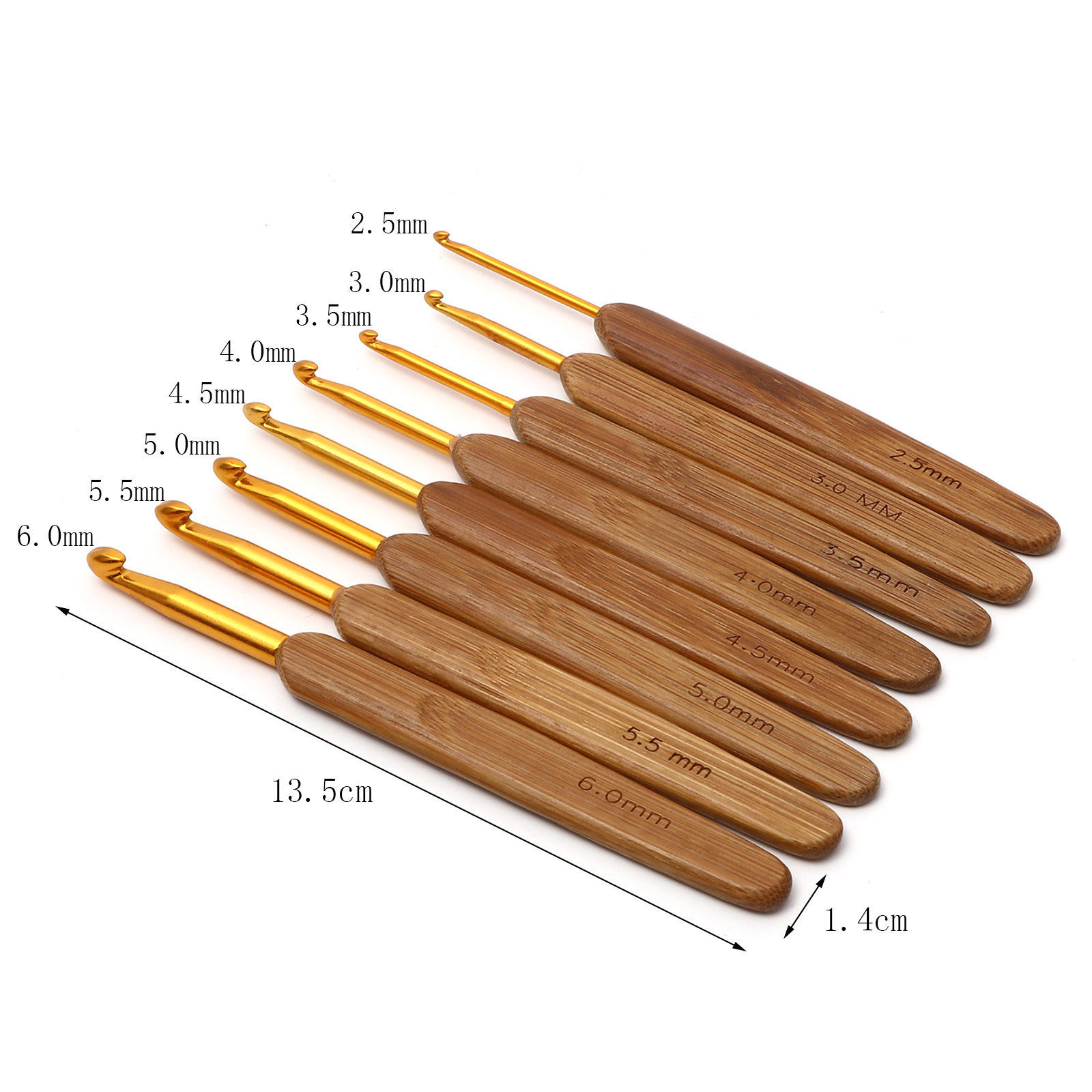 Bild von Natürliches Bambus Häkelnadel Vergoldet 13.5cm lang, 1 Stück