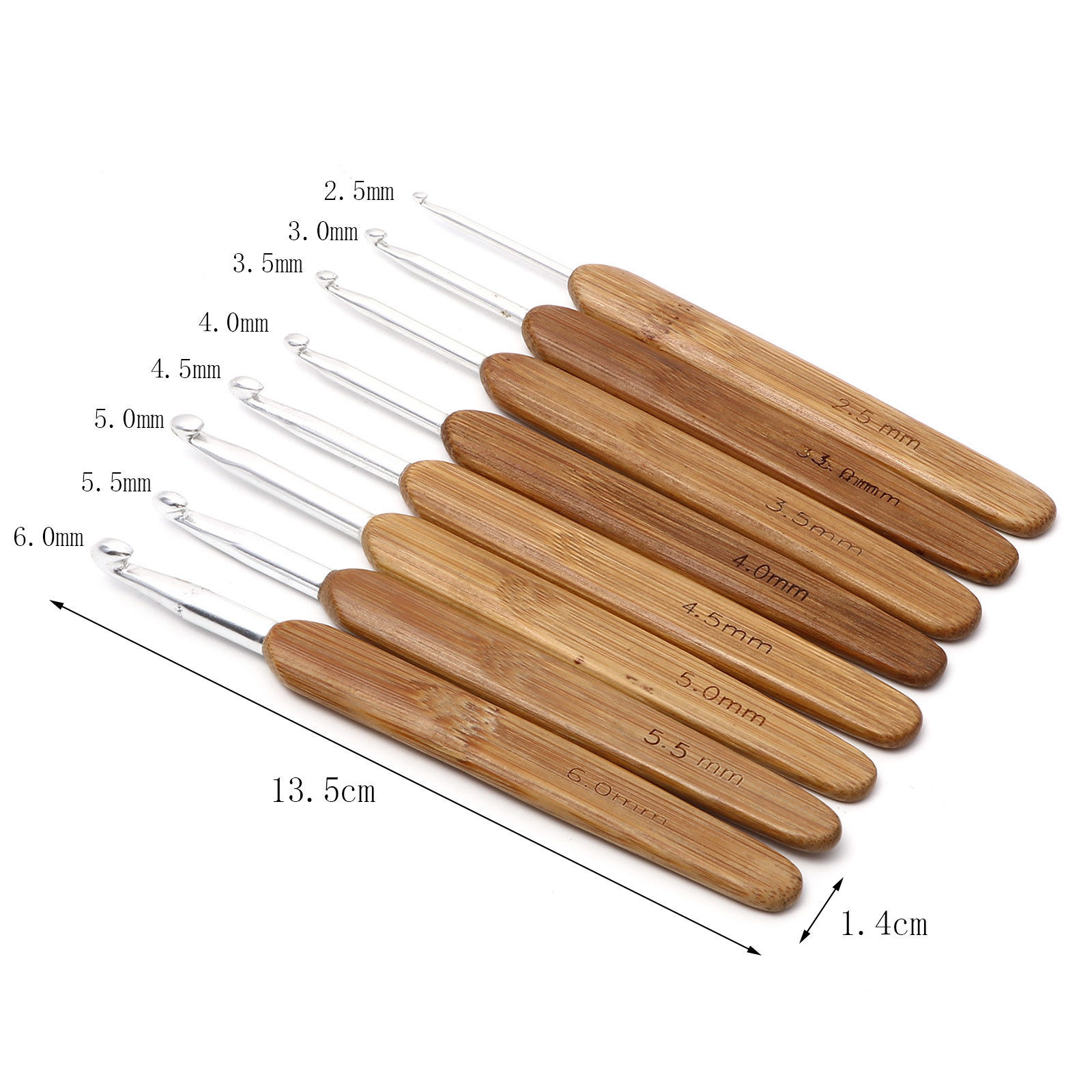 Bild von Natürliches Bambus Häkelnadel Versilbert 13.5cm lang, 1 Stück