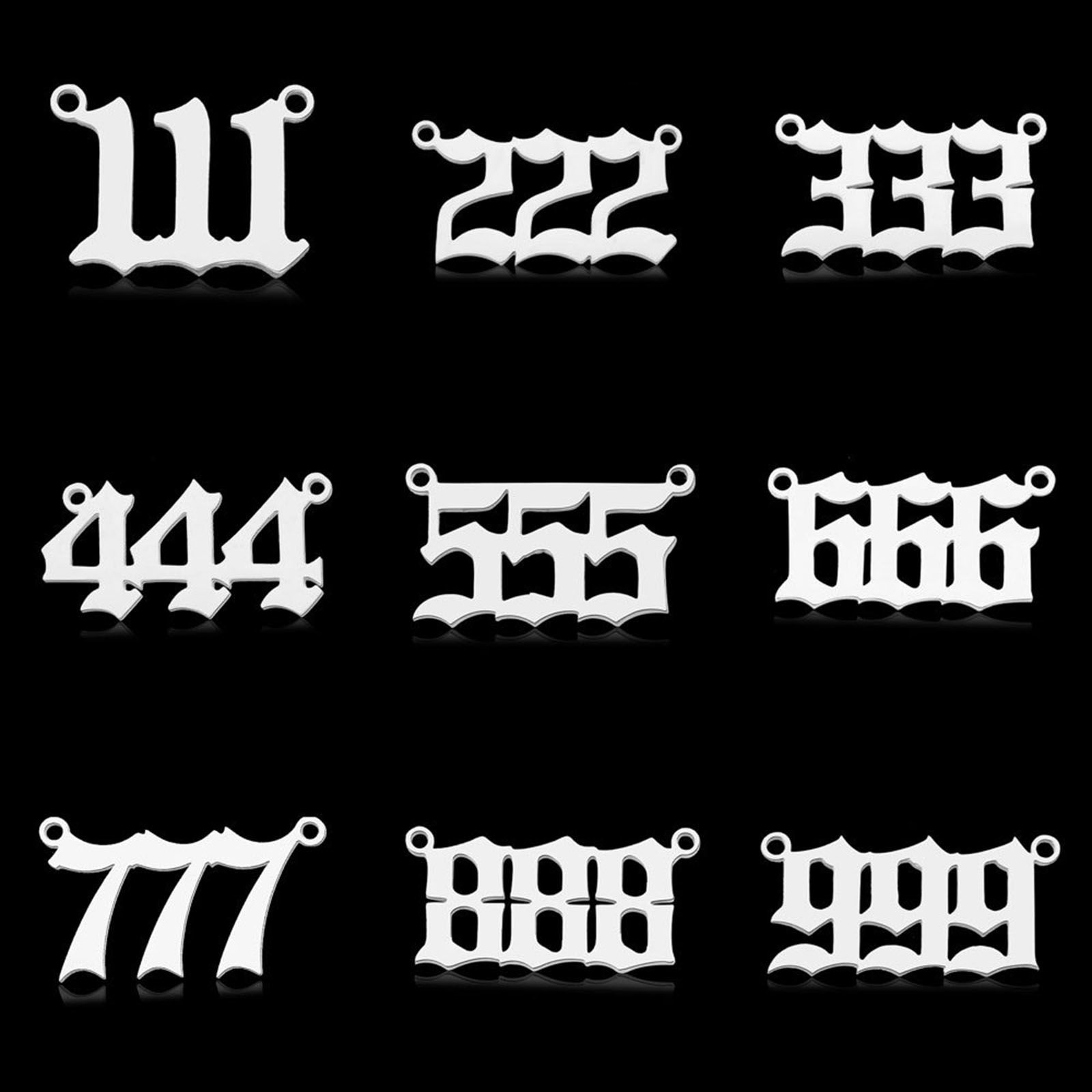 Picture of 304 Stainless Steel Charms Silver Tone Angel Number 26mm x 12mm