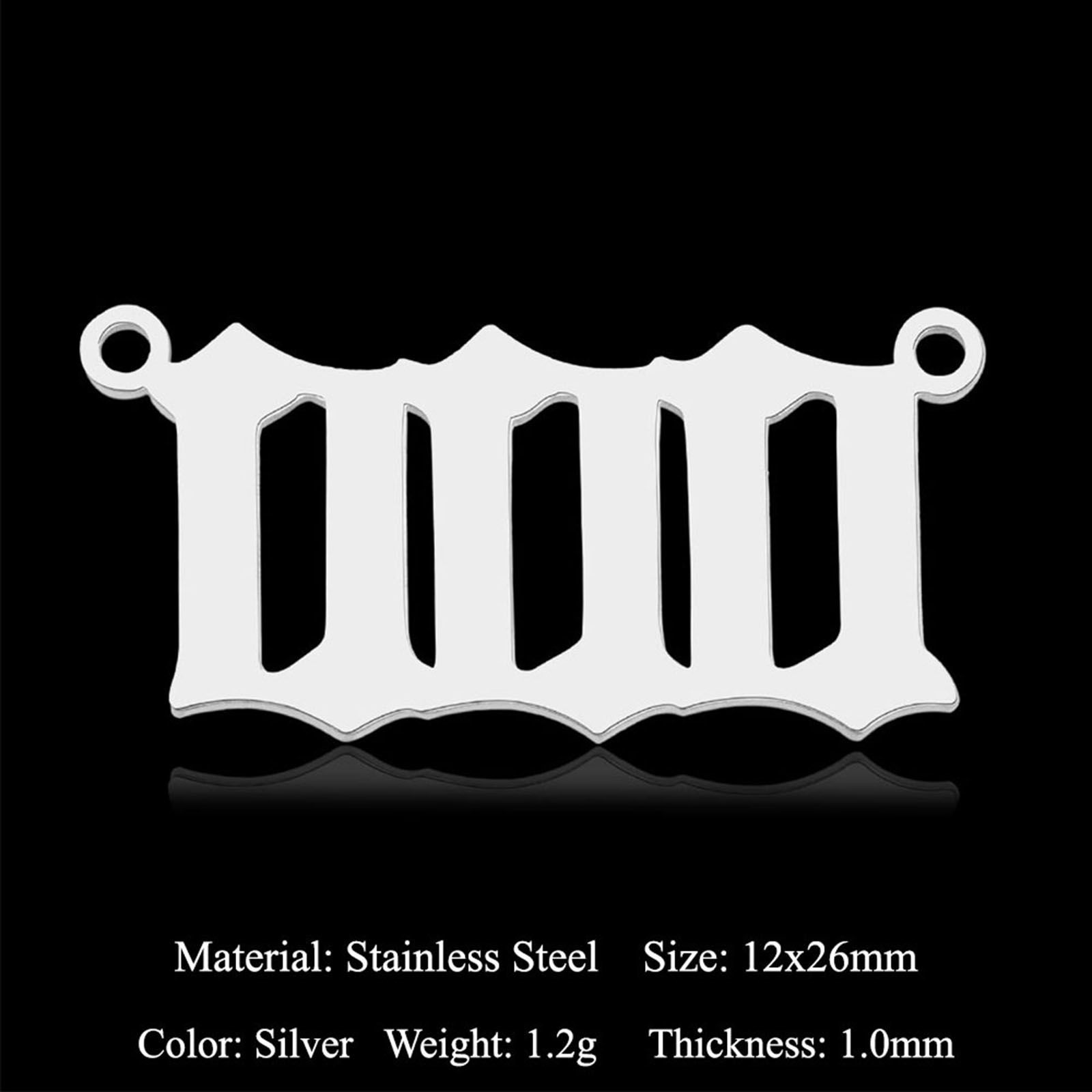 Picture of 304 Stainless Steel Charms Silver Tone Angel Number 26mm x 12mm