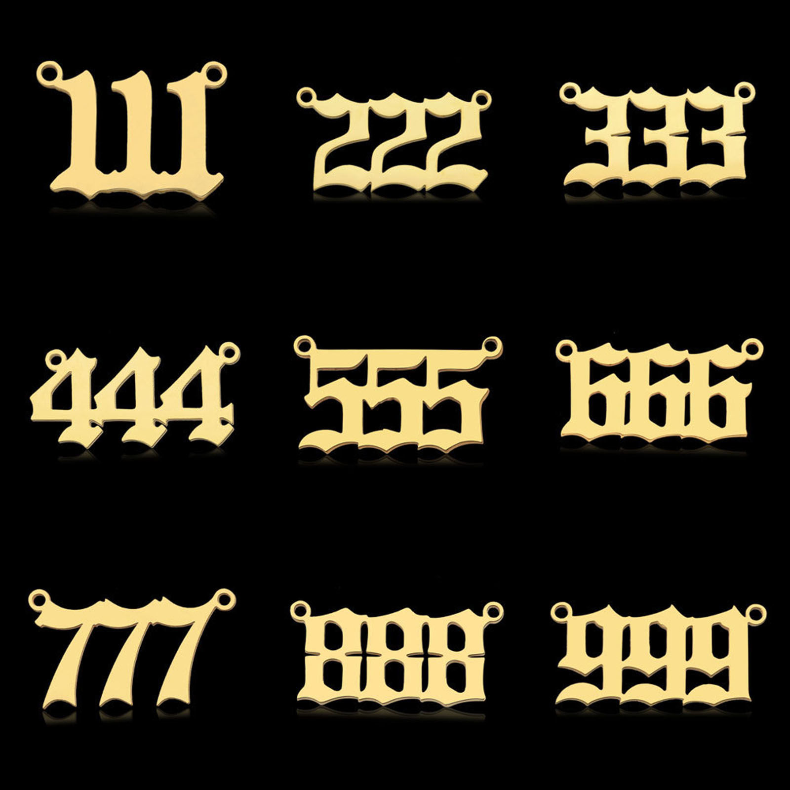 Picture of 304 Stainless Steel Charms Gold Plated Angel Number 26mm x 12mm