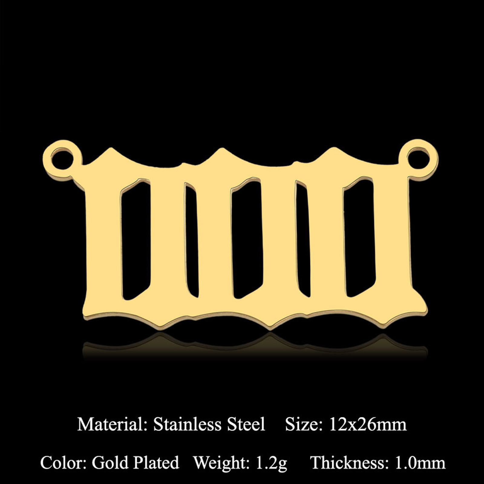 Picture of 304 Stainless Steel Charms Gold Plated Angel Number 26mm x 12mm