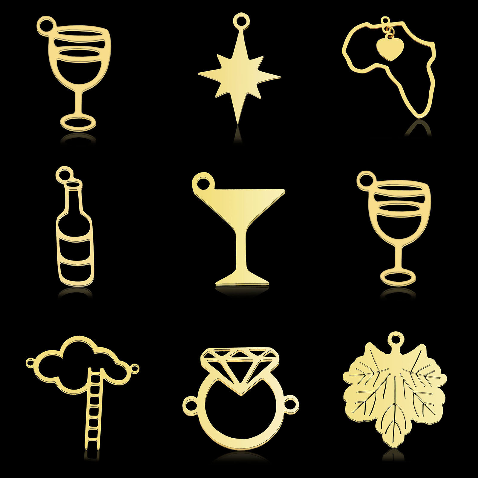 Picture of 304 Stainless Steel Charms Gold Plated Cup Star