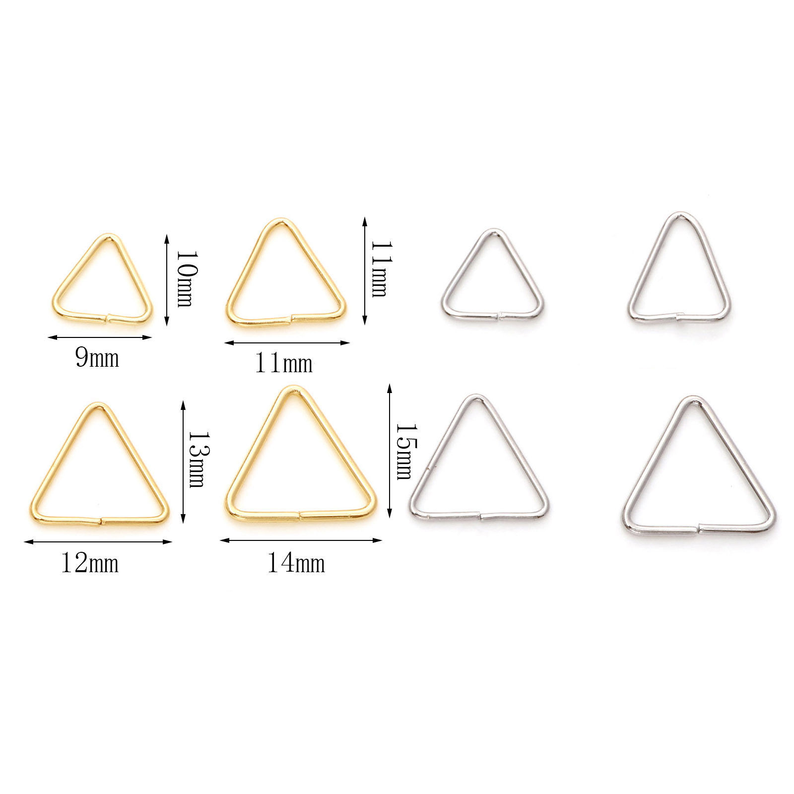 Imagen de 10 Unidades Latón Abierto Argollas Oro Real Chapado Triángulo
