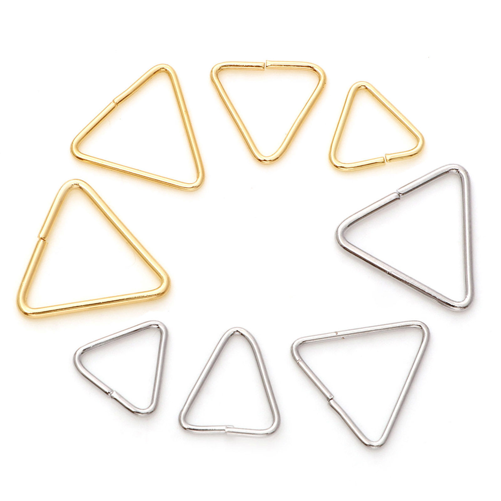 Imagen de 10 Unidades Latón Abierto Argollas Oro Real Chapado Triángulo