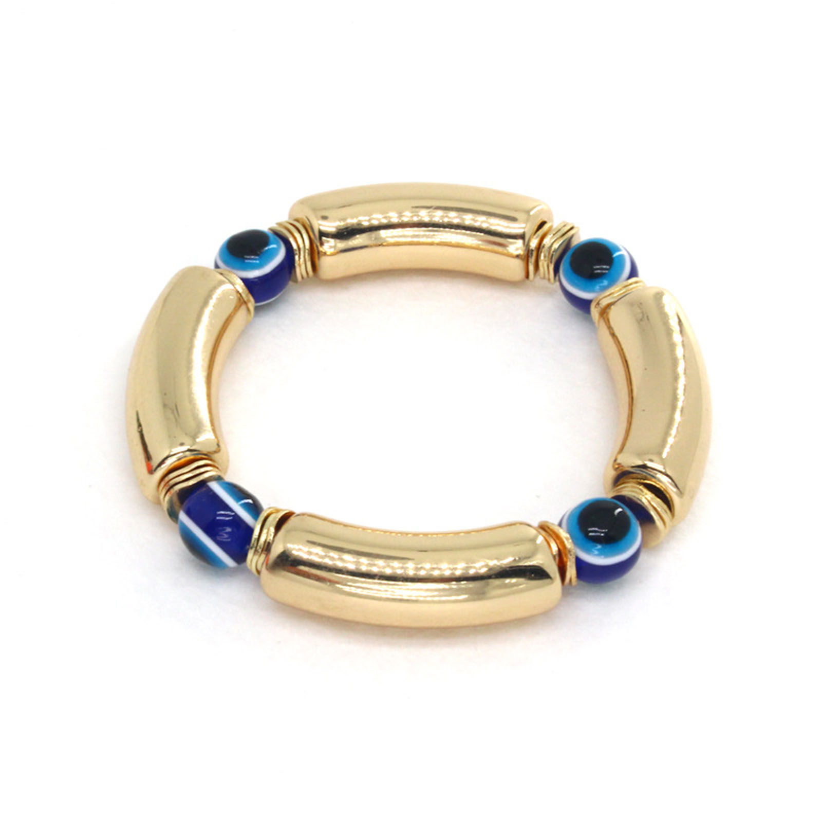 Picture of Resin Religious Dainty Bracelets Delicate Bracelets Beaded Bracelet Multicolor Curved Tube Evil Eye Elastic 7cm Dia