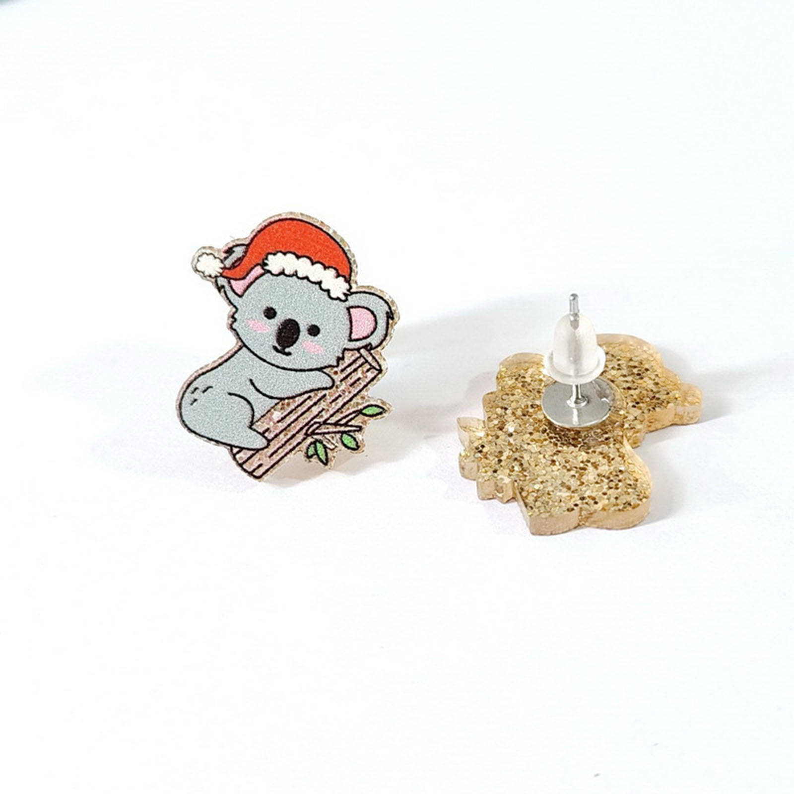 Picture of Acrylic Christmas Ear Post Stud Earrings Silver Tone Multicolor Christmas Santa Claus