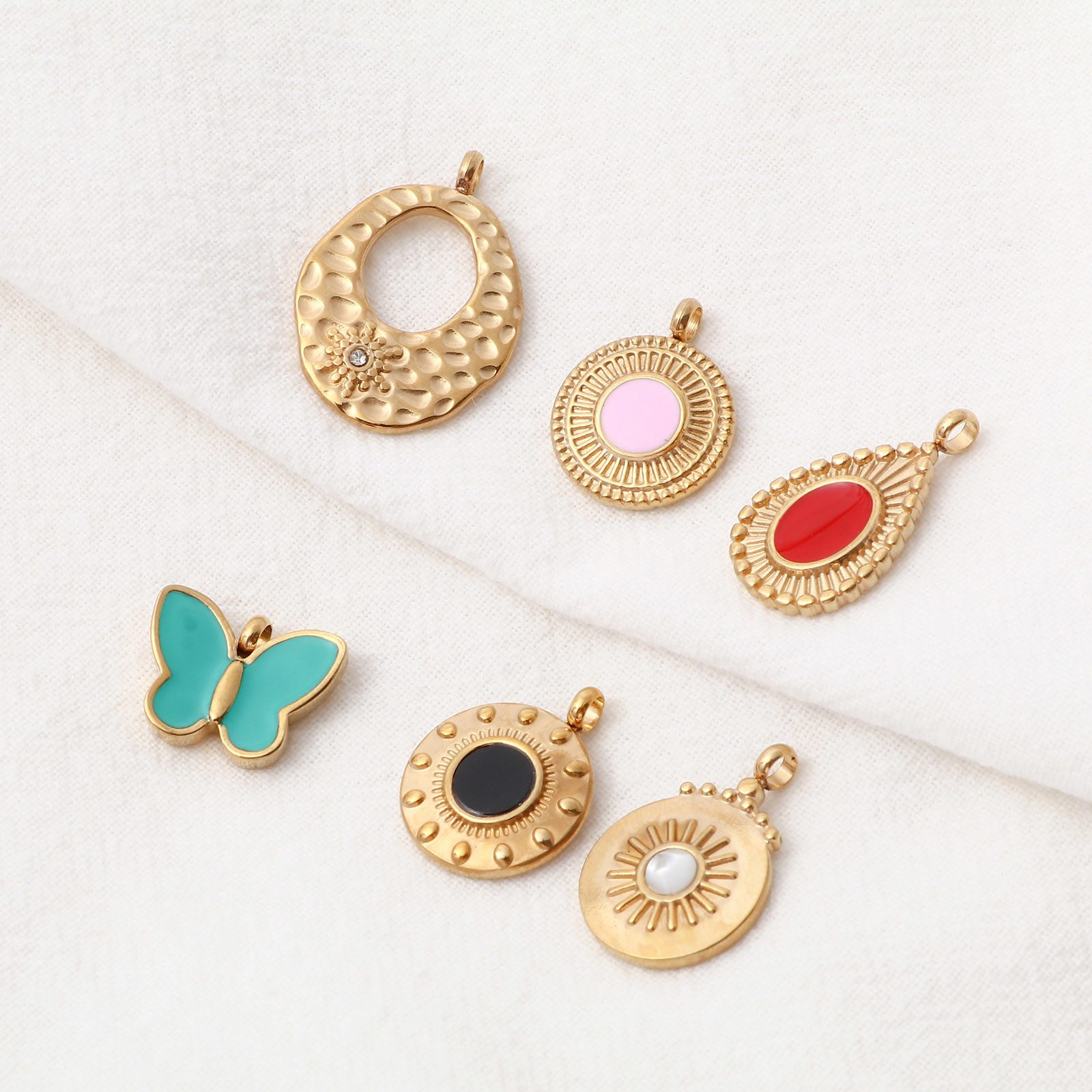 Picture of 304 Stainless Steel Pendants Gold Plated Geometric Enamel