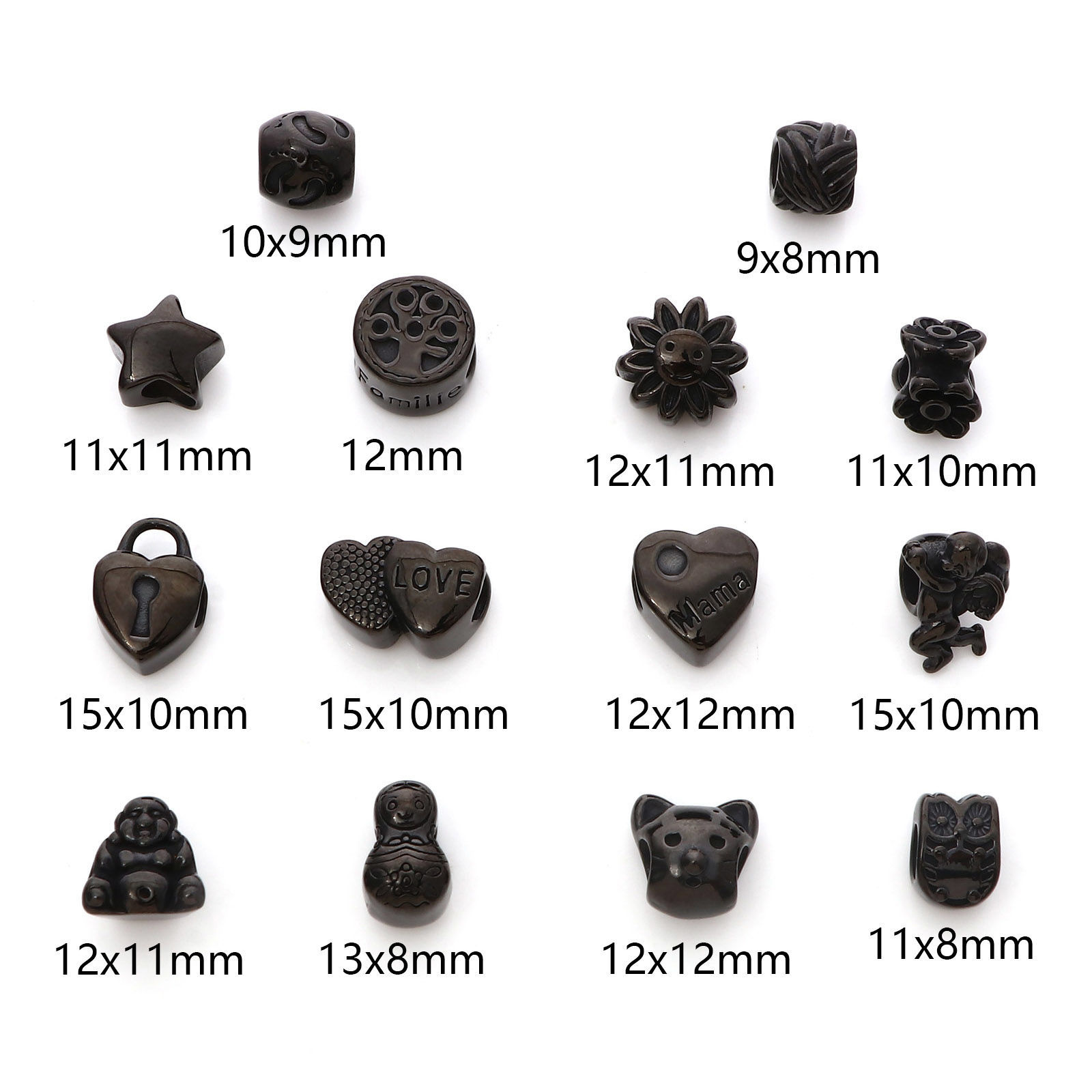 Immagine di 304 Acciaio Inossidabile Perline Nero 1 Pz