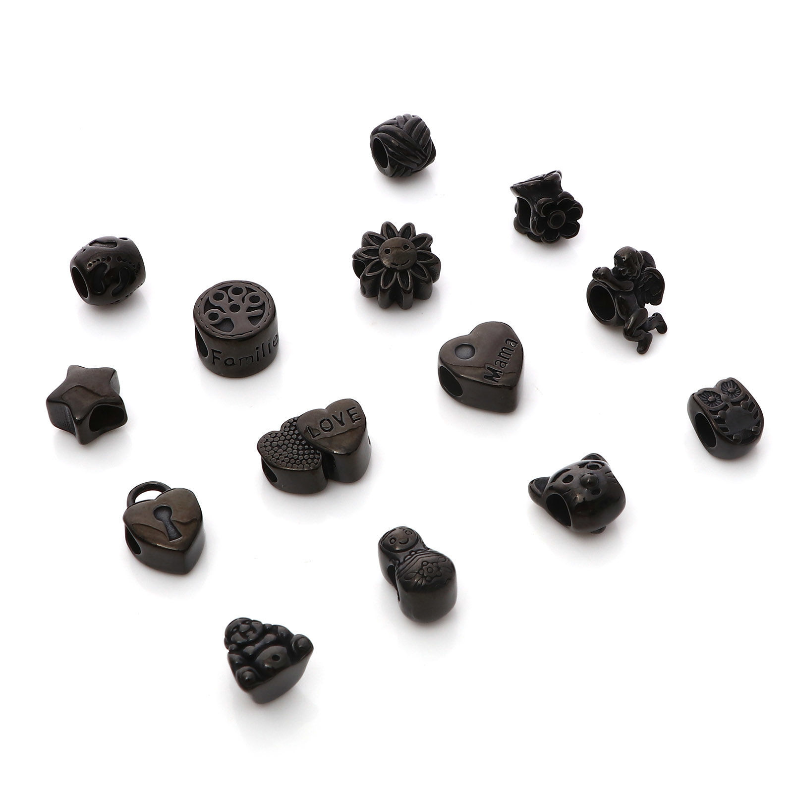 Immagine di 304 Acciaio Inossidabile Perline Nero 1 Pz