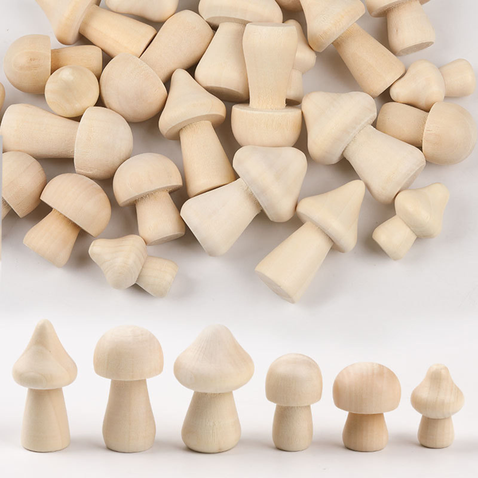 Picture of Natural Wood DIY Painting Handmade Home Decoration Craft Materials Accessories Original Color Mushroom