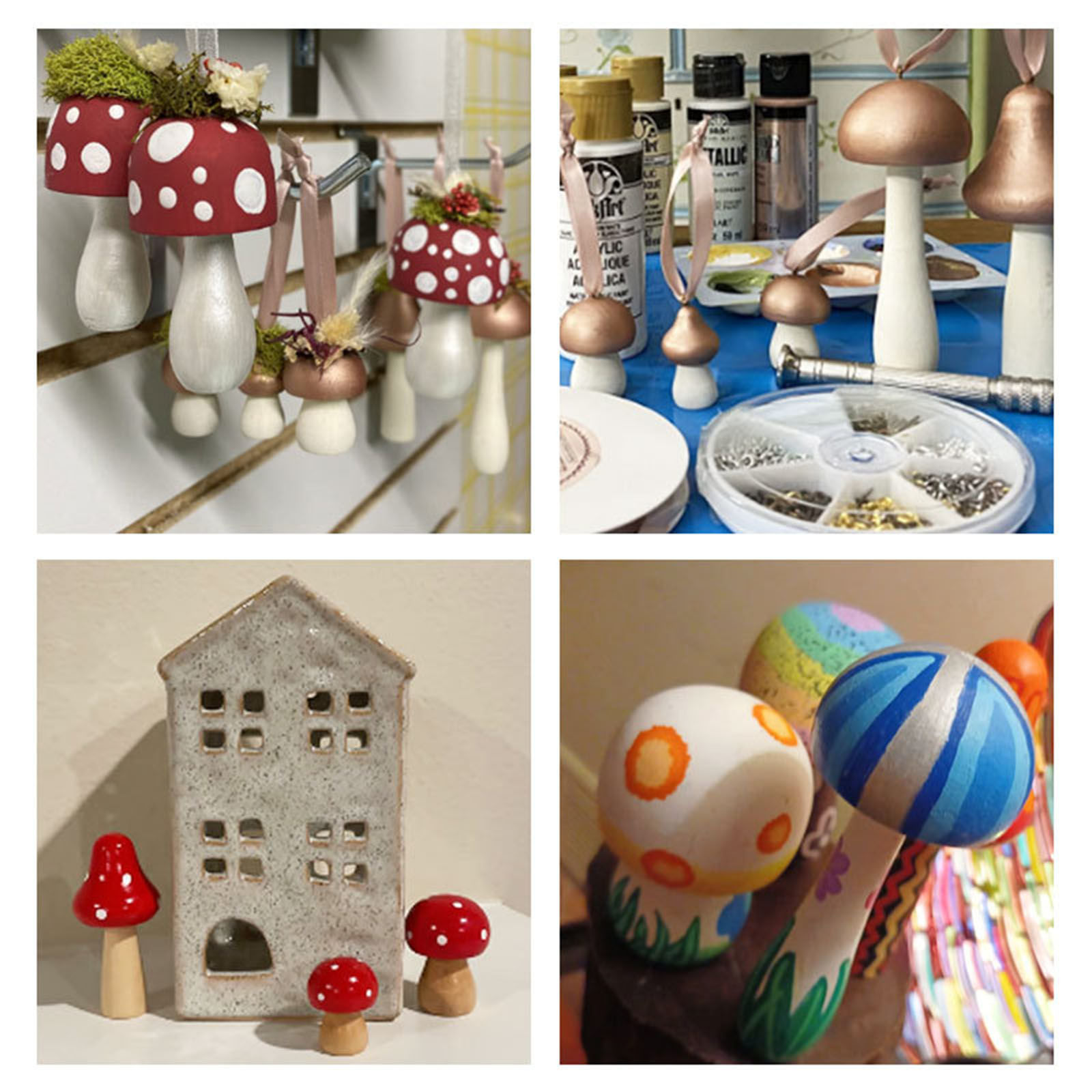 Picture of Natural Wood DIY Painting Handmade Home Decoration Craft Materials Accessories Original Color Mushroom