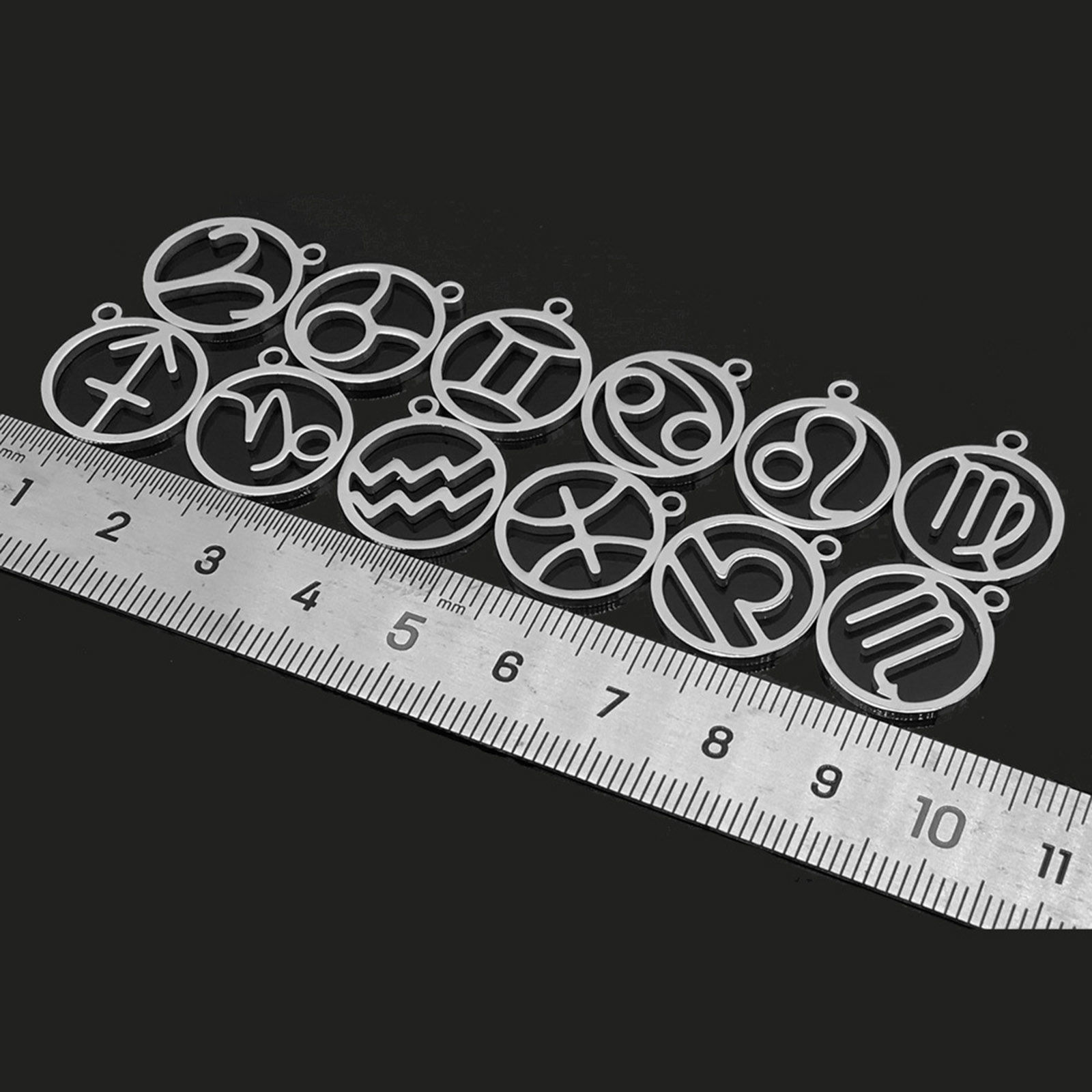 Picture of 202 Stainless Steel Charms Silver Tone Round Constellation Hollow 18mm x 16mm