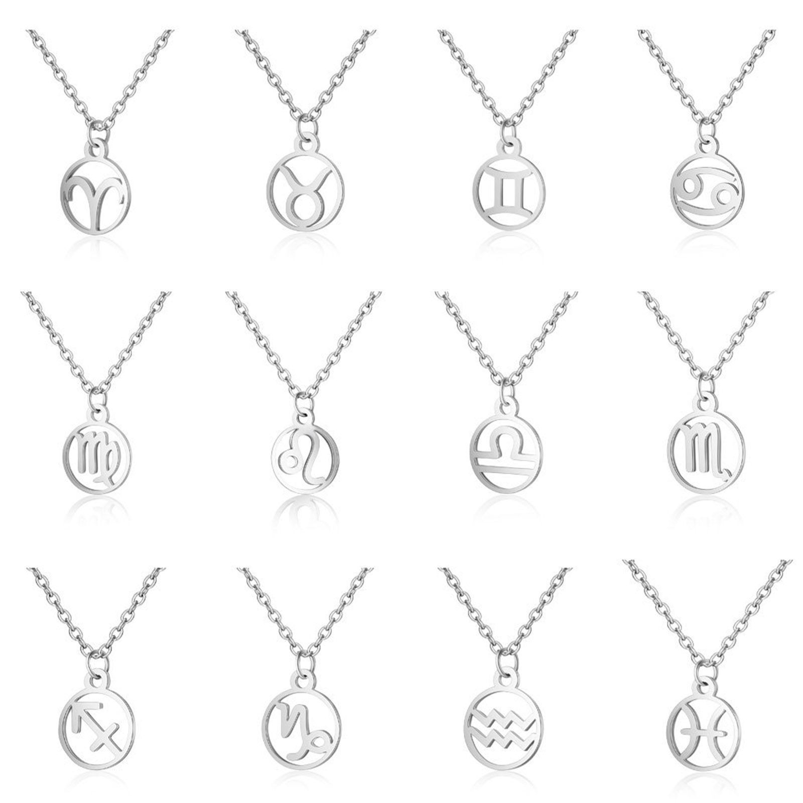 Picture of 202 Stainless Steel Charms Silver Tone Round Constellation Hollow 18mm x 16mm