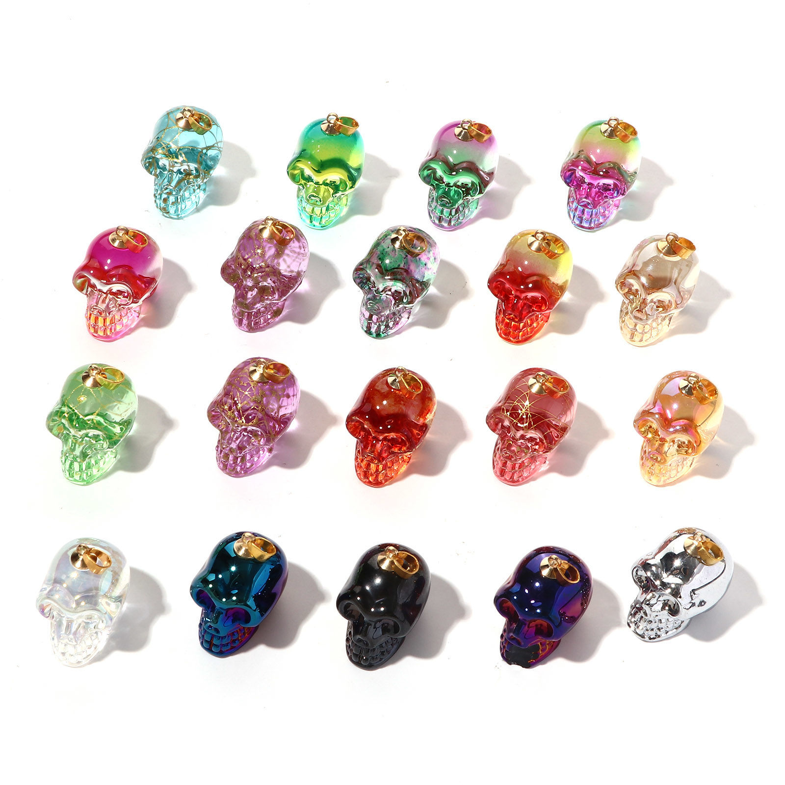 Изображение Лэмпворк Хэллоуин Подвески " Череп " Разноцветный Трехмерный 3.2см x 1.9см, 1 ШТ