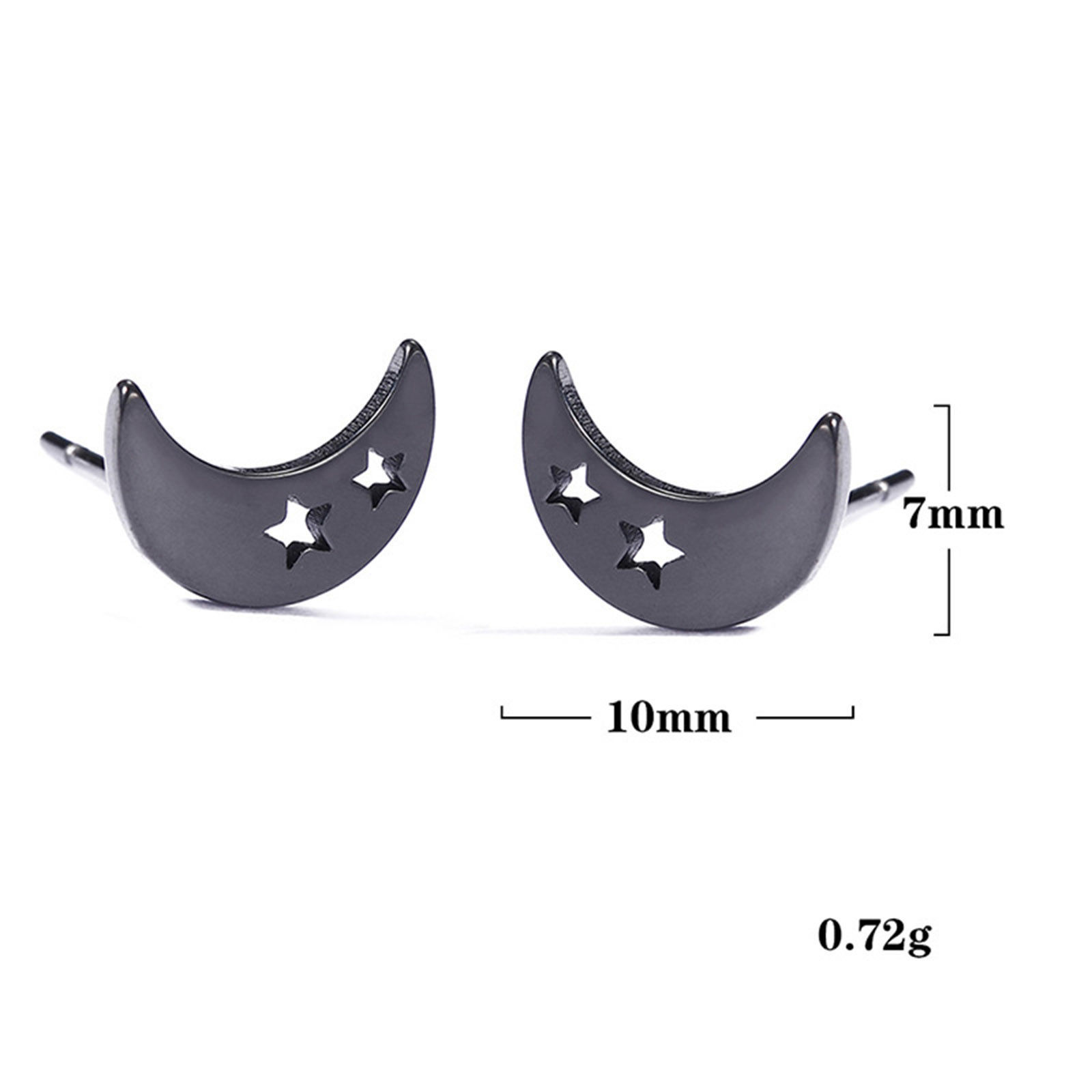 Picture of 304 Stainless Steel Galaxy Ear Post Stud Earrings Multicolor Half Moon Star Hollow 10mm x 7mm