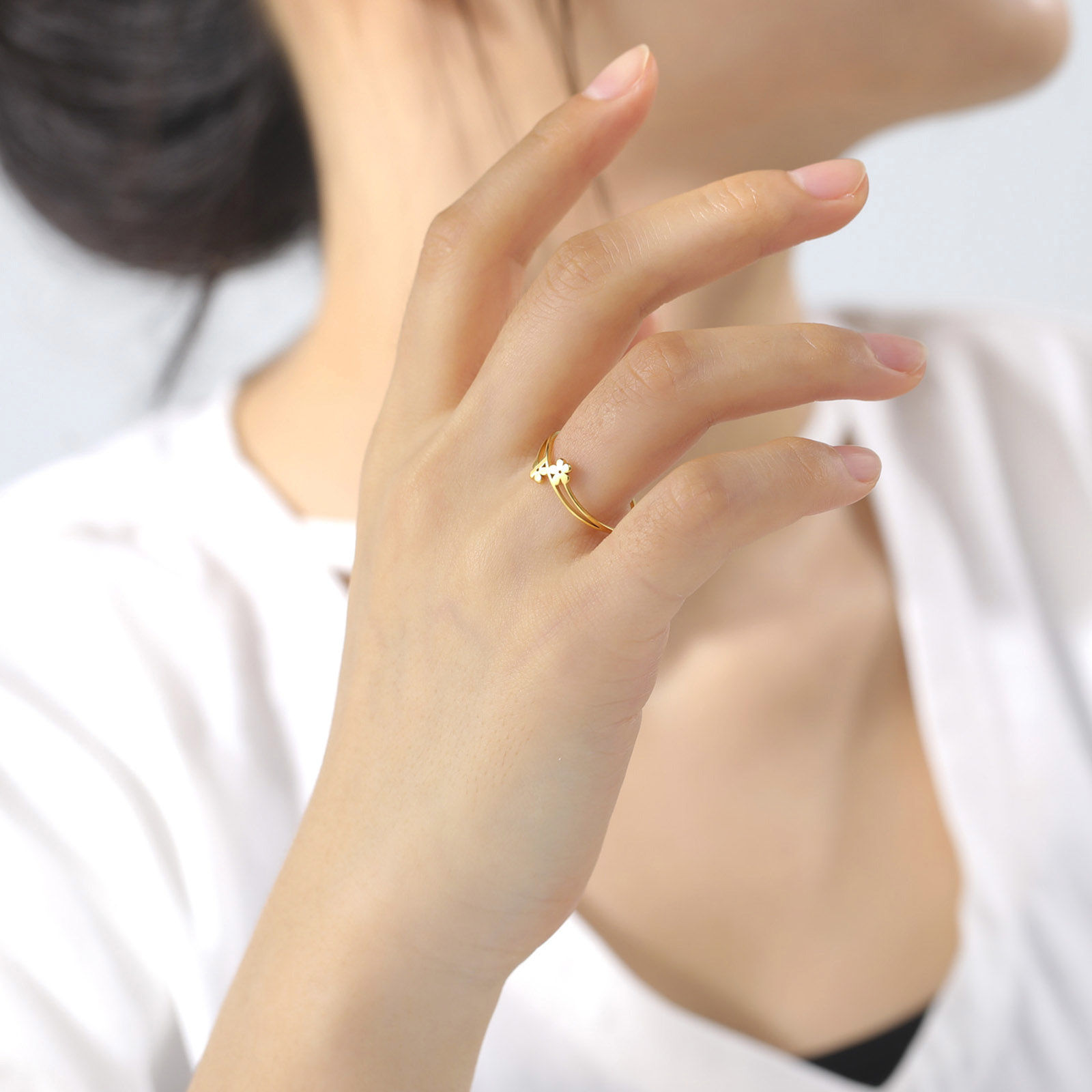 Picture of 304 Stainless Steel Ins Style Unadjustable Rings Multicolor Round Flower