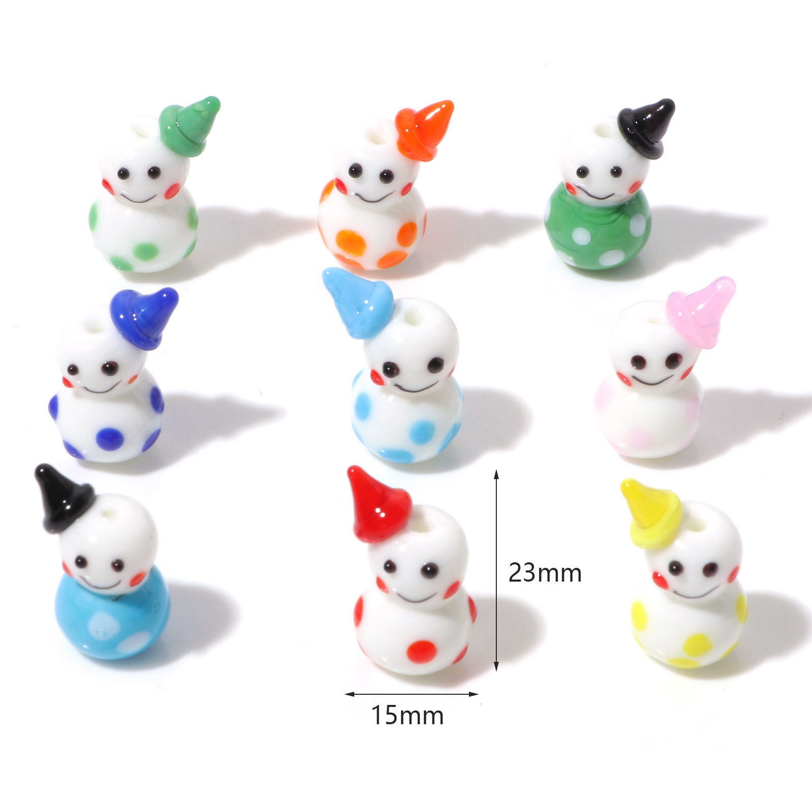 Изображение Бусины Лэмпворк, Милый Рождественский Снеговик, Разноцветный 23мм x 15мм, 1.4мм, 1 ШТ