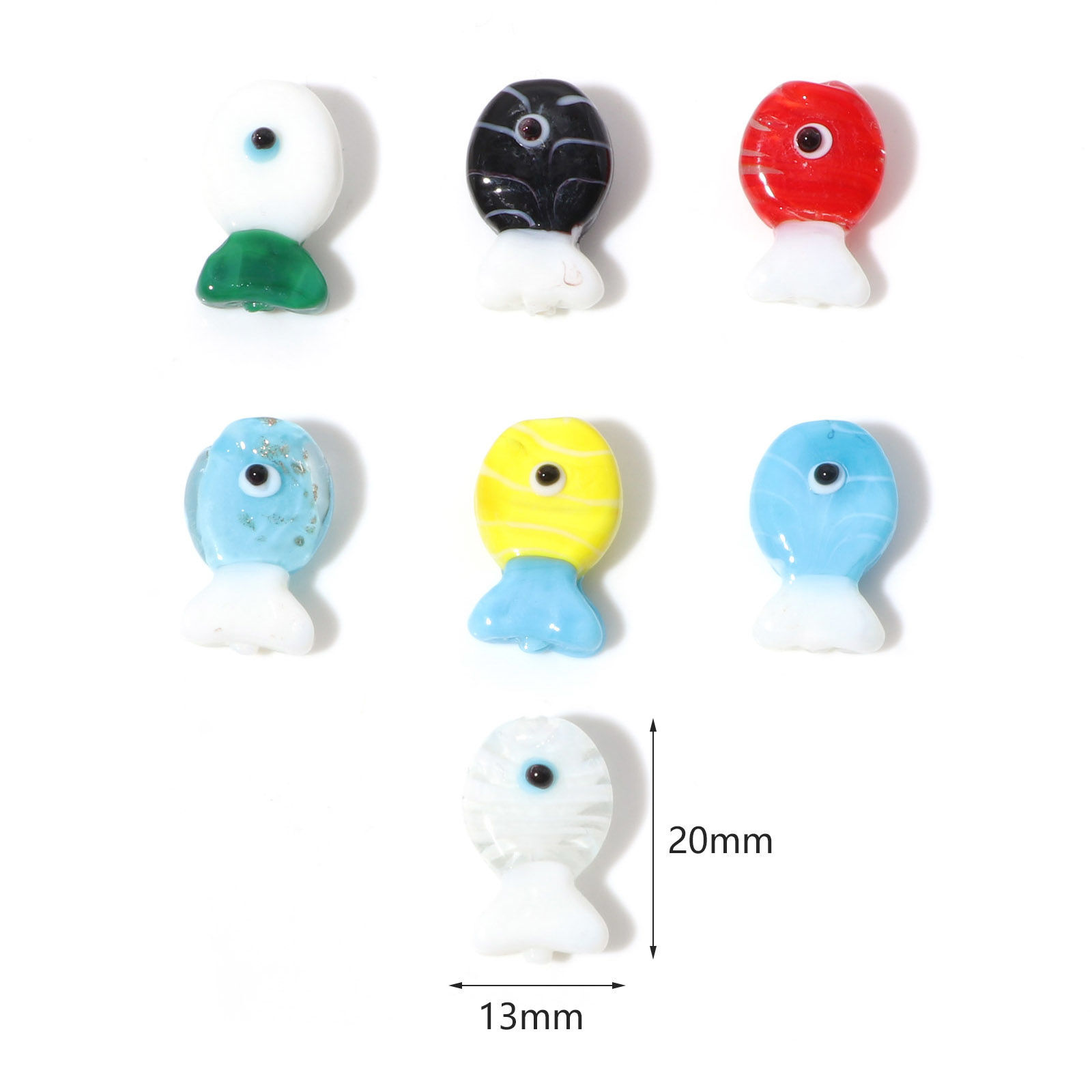Bild von Muranoglas Ozean Schmuck Perlen Fisch Bunt ca 20mm x 13mm, Loch:ca. 0.8mm, 2 Stück