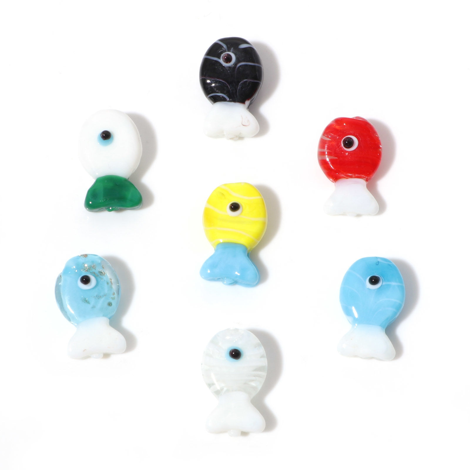 Bild von Muranoglas Ozean Schmuck Perlen Fisch Bunt ca 20mm x 13mm, Loch:ca. 0.8mm, 2 Stück