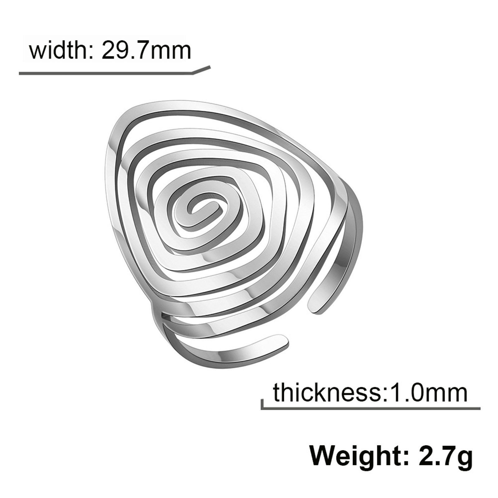 Picture of Titanium Steel Open Adjustable Rings Multicolor Quadrilateral Spiral Hollow 17.3mm(US Size 7)